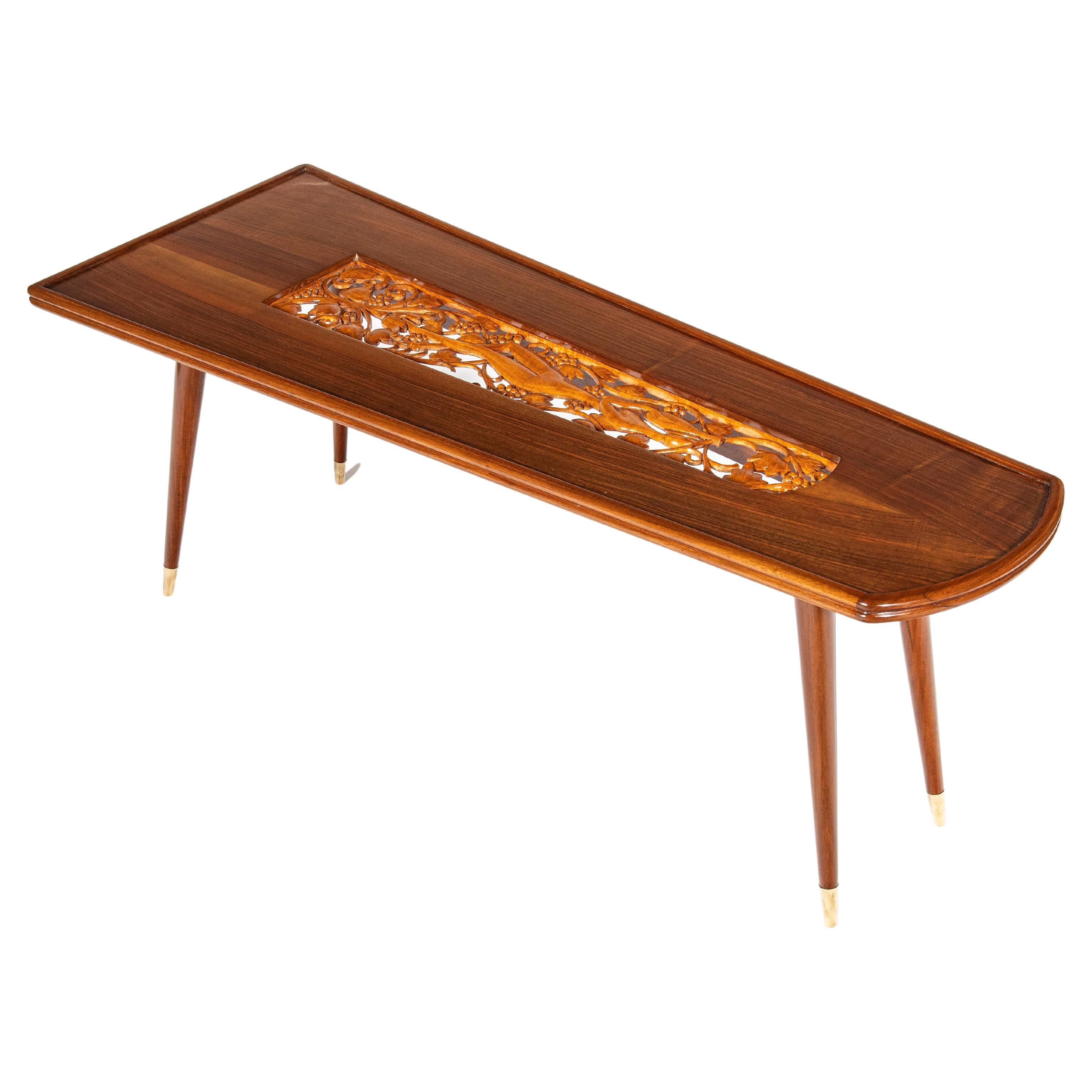 Wood and Glass Low Table by Englander & Bonta, Argentina, Buenos Aires, c. 1950 For Sale