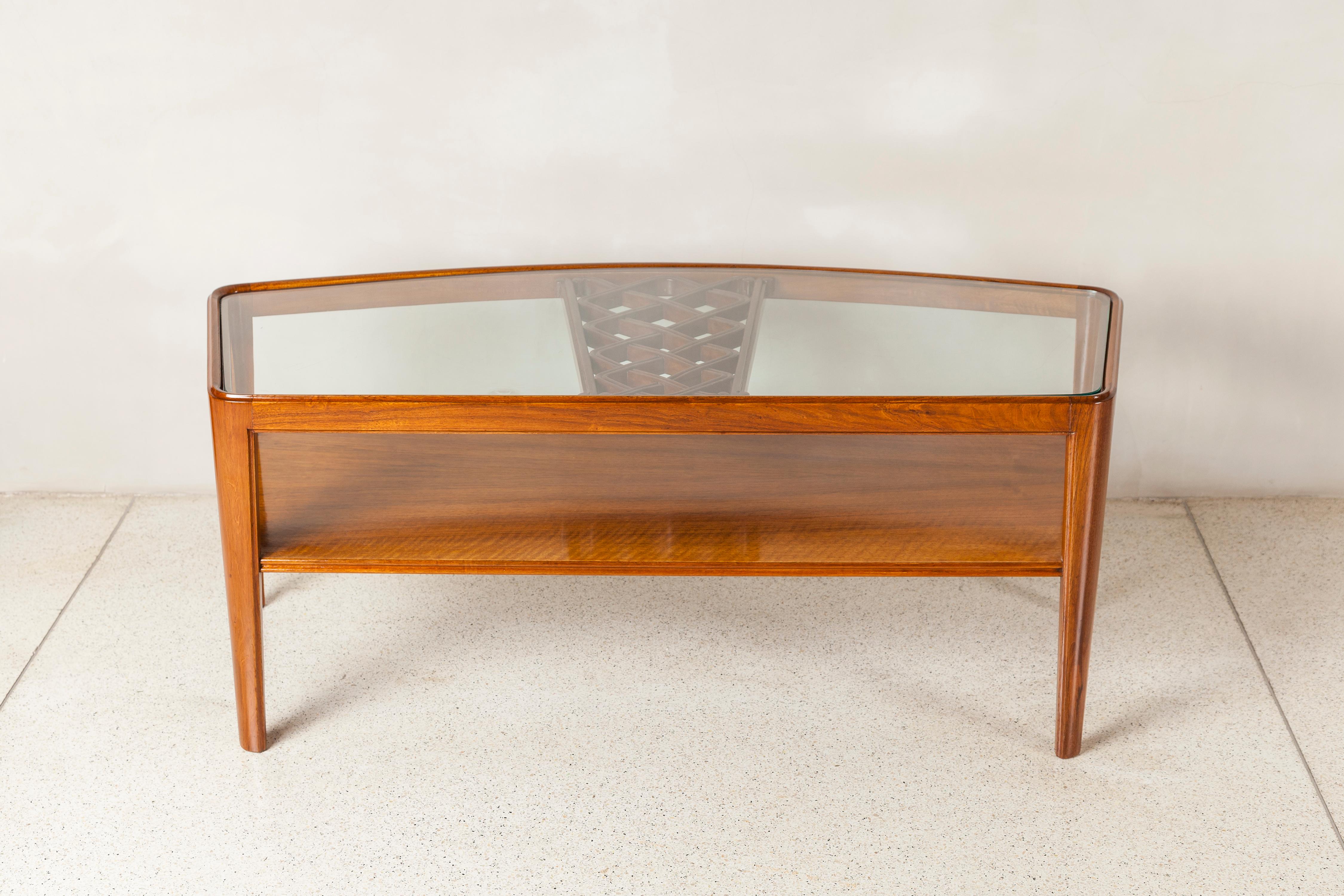 Wood and glass low table by Englander & Bonta, Argentina, circa 1950.