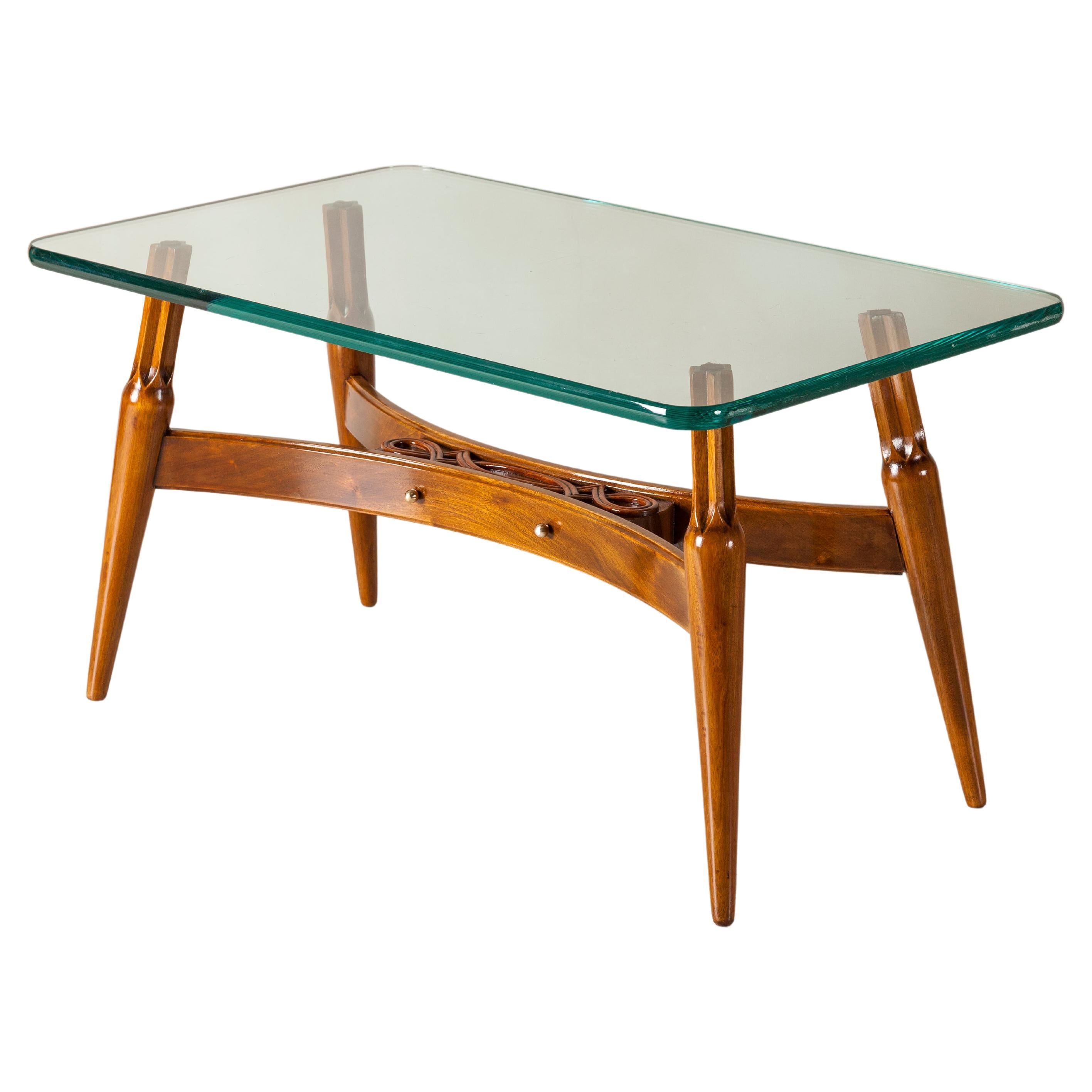 Niedriger Tisch aus Holz und Glas von Englander & Bonta, Argentinien, um 1950