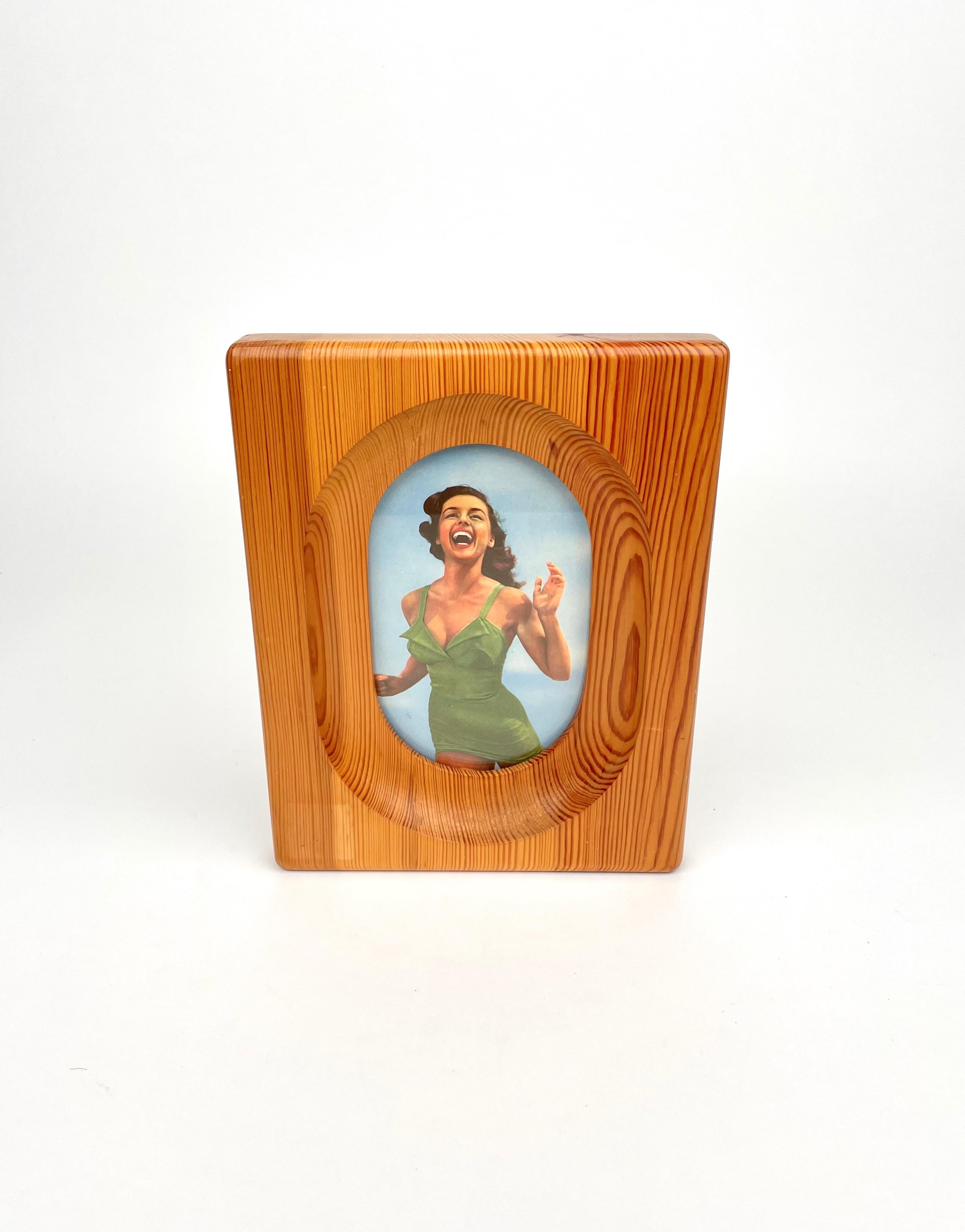 Italian Wood and Glass Picture Frame by Alvar Aalto for Artek Italy, 1960s For Sale