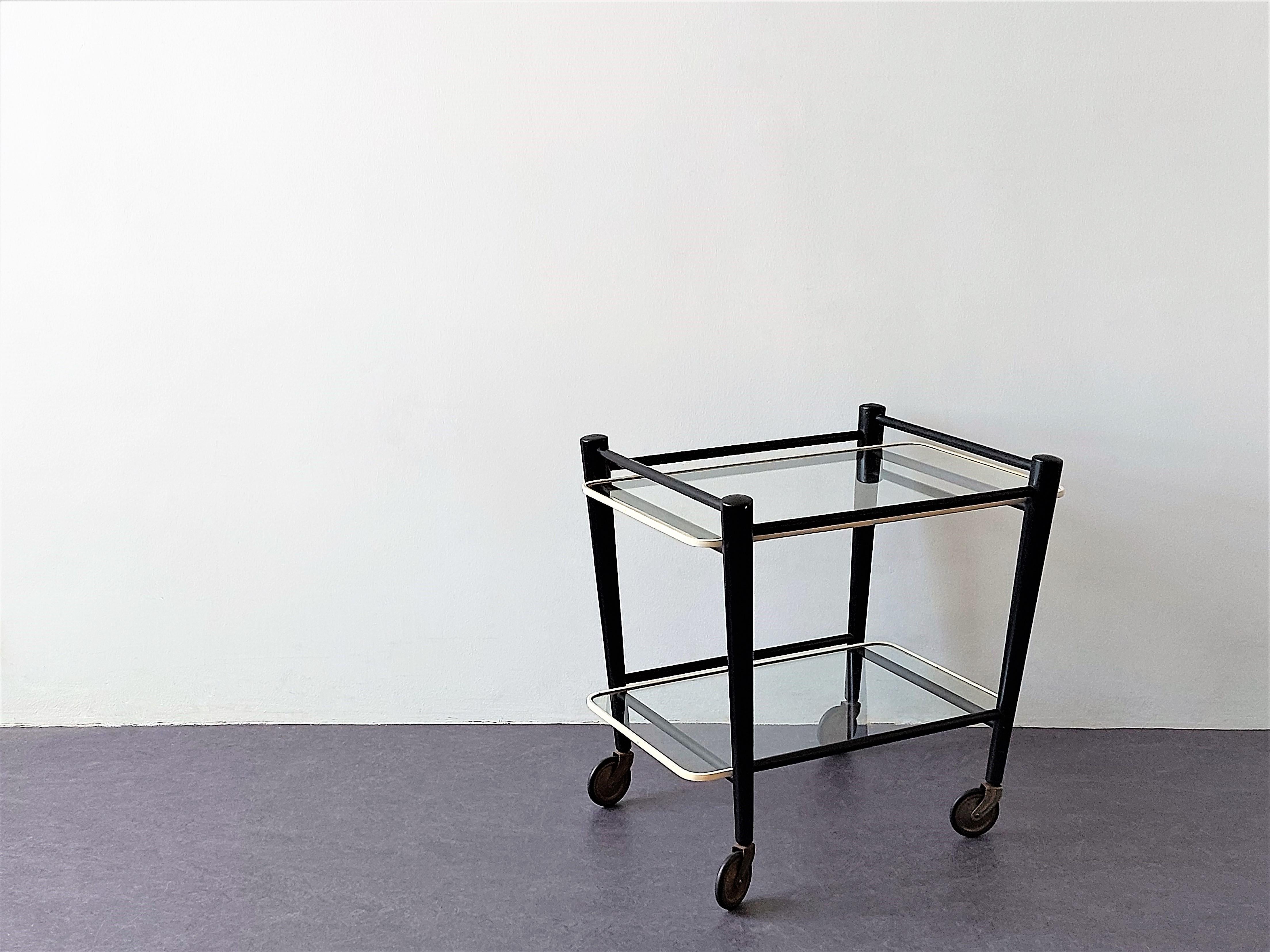 Metal Wood and Glass Serving Trolley for Coja, the Netherlands 1960's For Sale