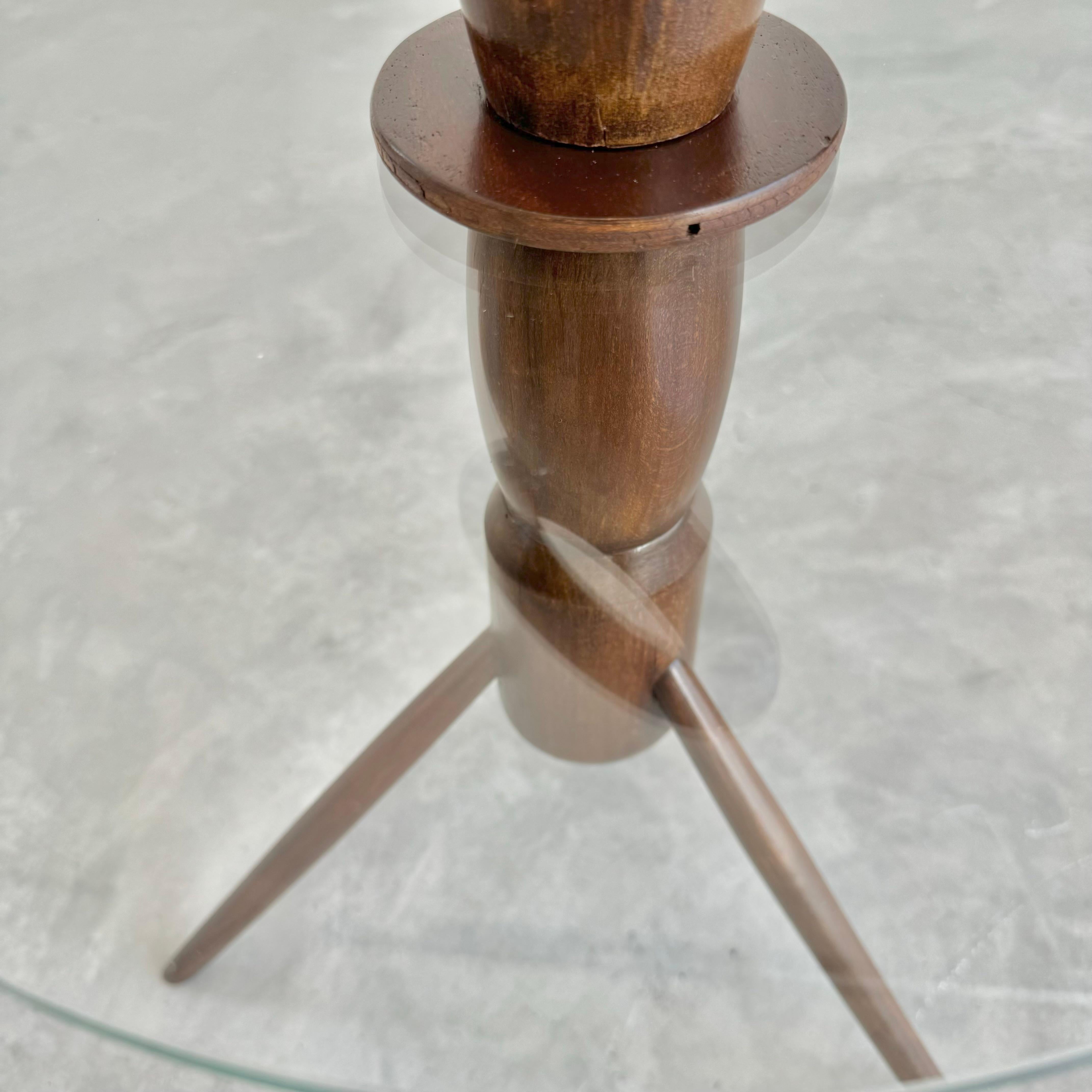 Wood and Glass Tripod Cocktail Table, 1950s Italy For Sale 11