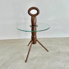 Wood and Glass Tripod Cocktail Table, 1950s Italy