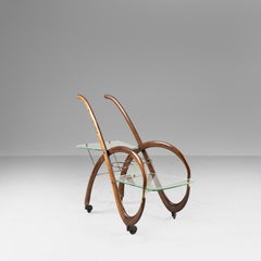 Wood and glass trolley Mid-Century, 194