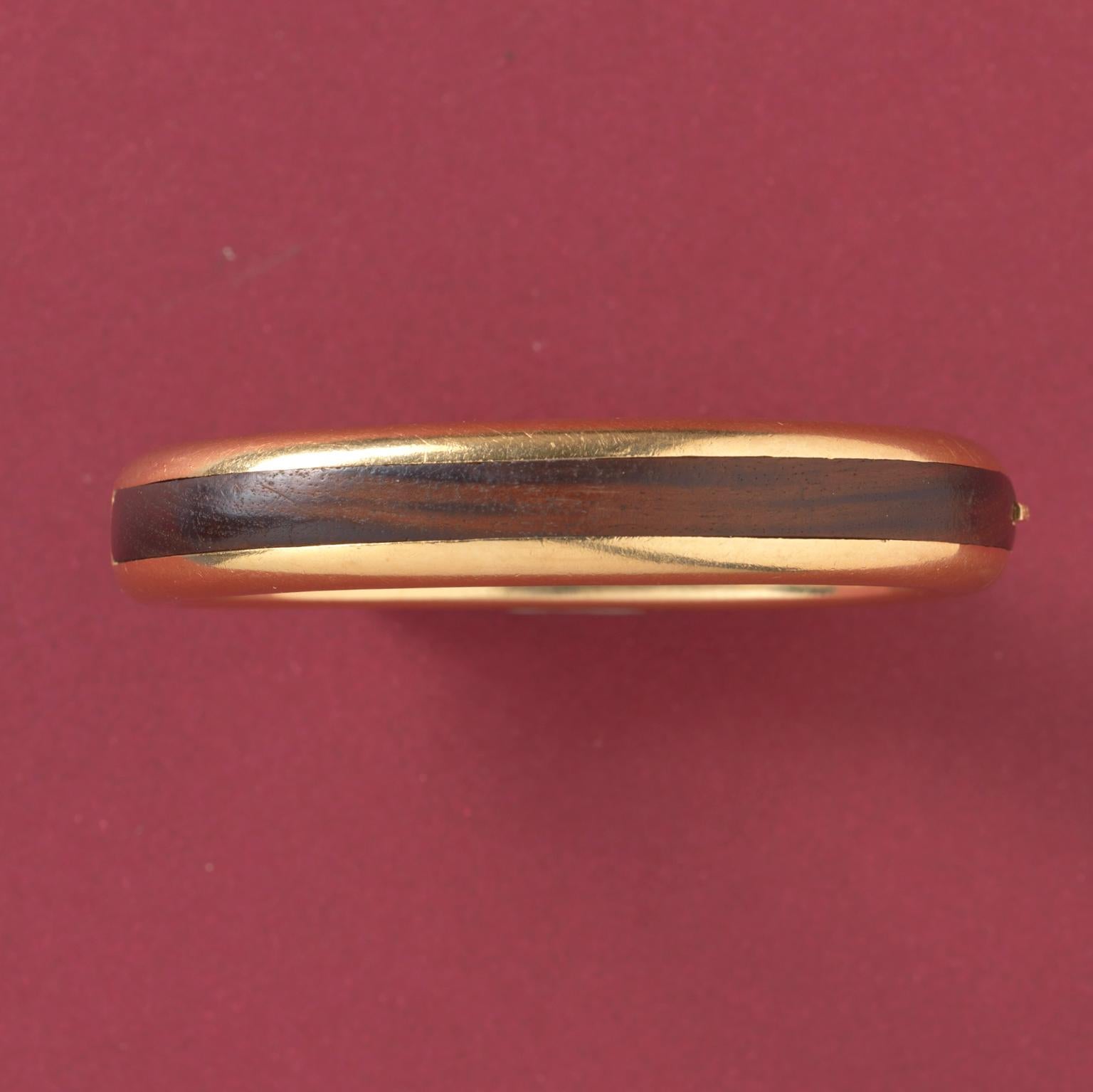 Wood and Gold Bangle In Excellent Condition In Amsterdam, NL
