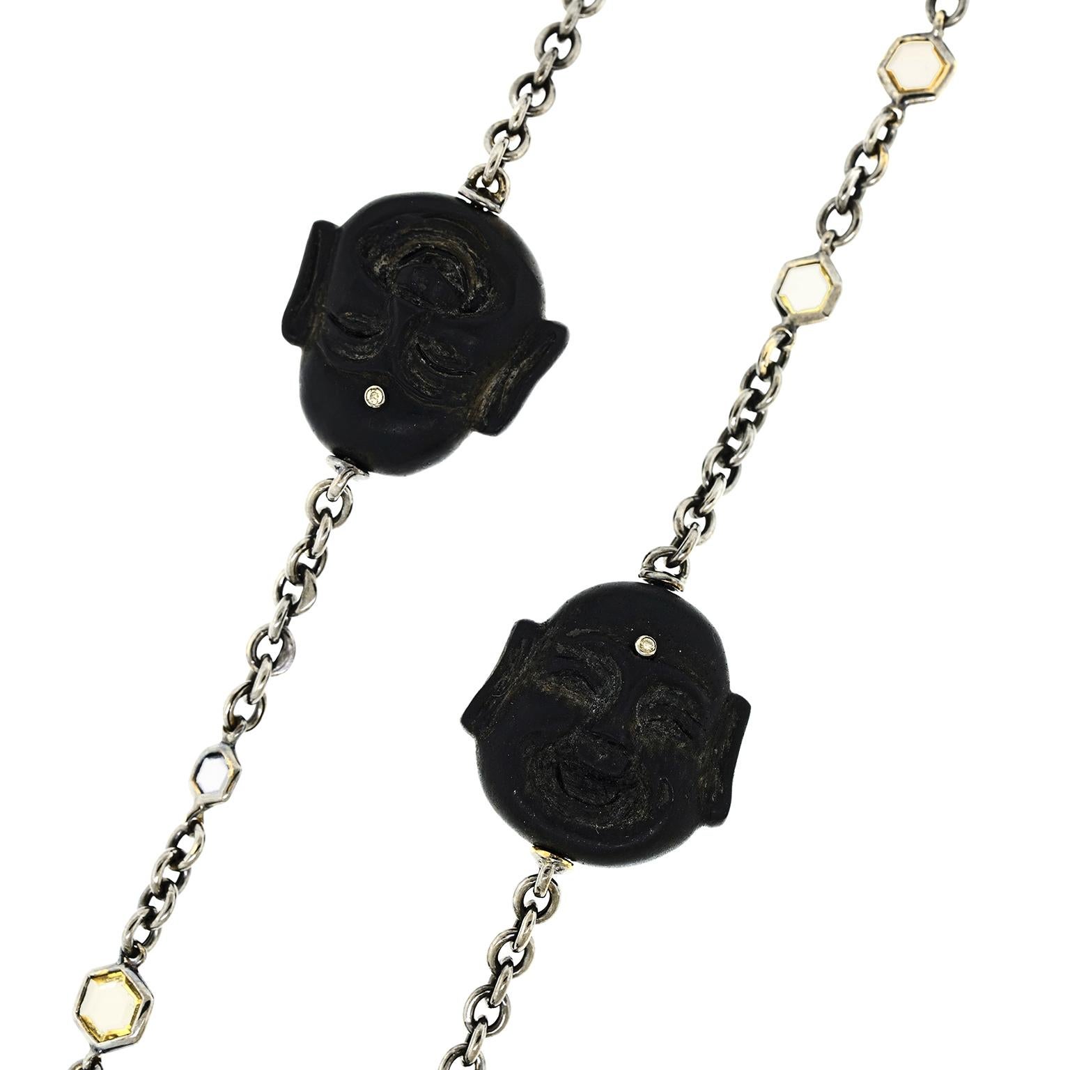 Collier de bouddha en bois et or en vente 1
