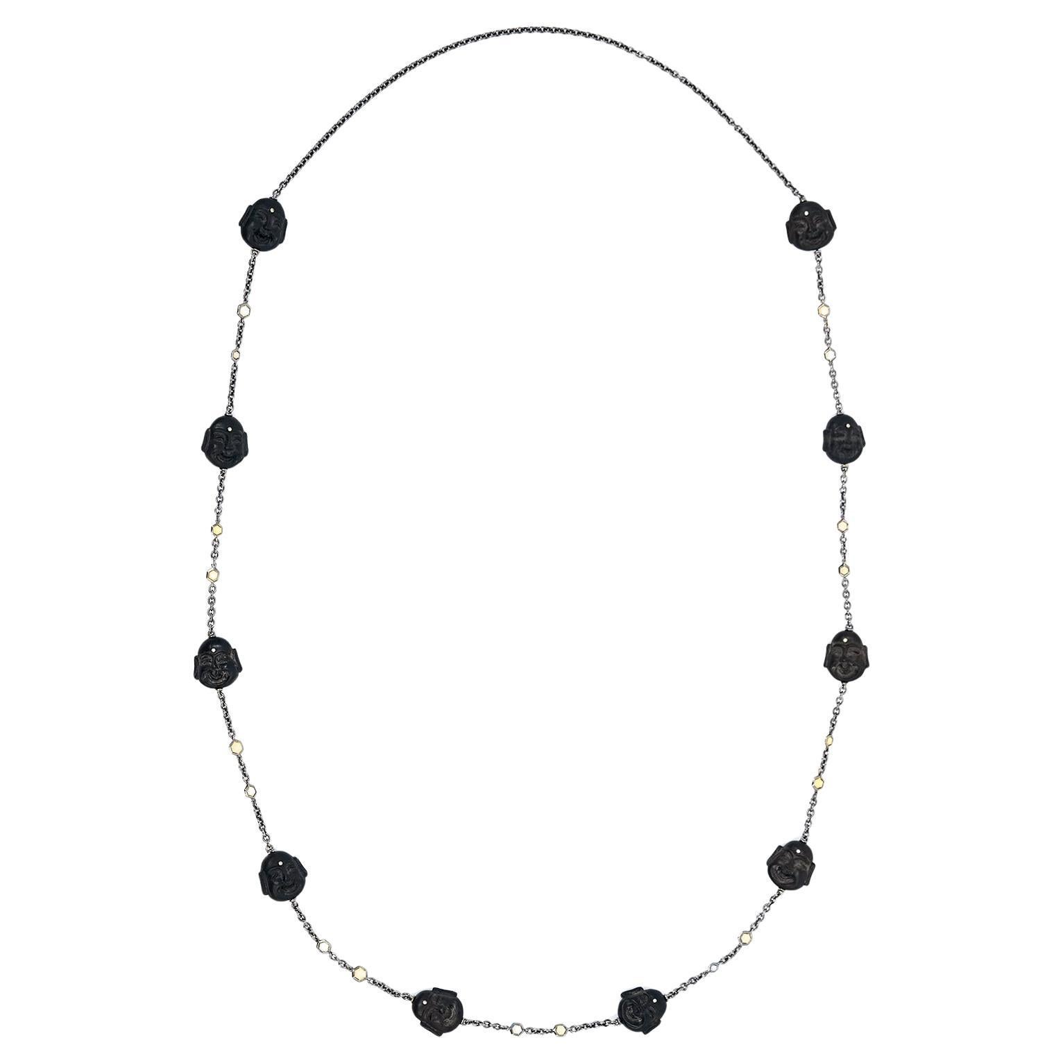 Collier de bouddha en bois et or en vente