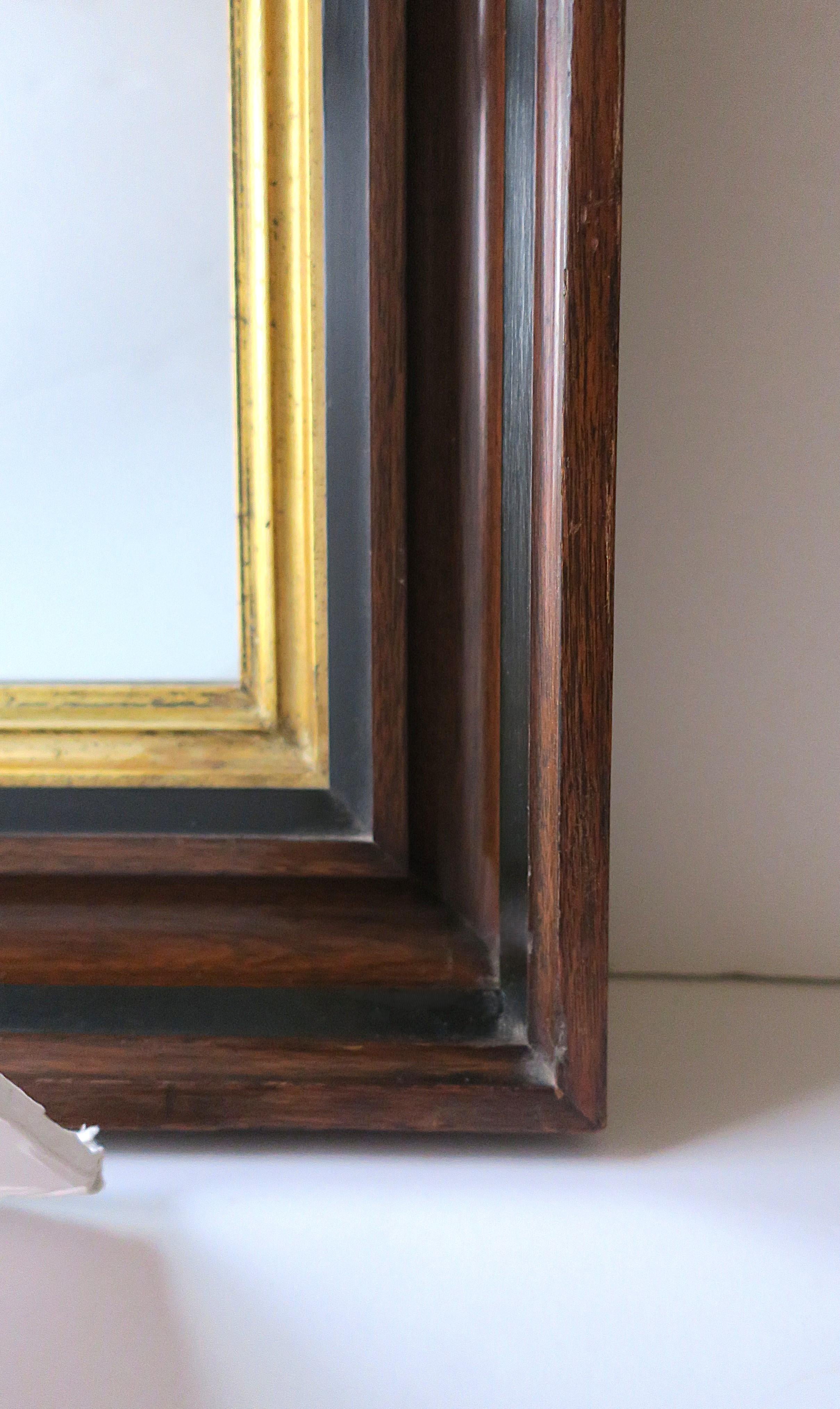 English Wood and Gold Giltwood Framed Wall Mirror For Sale 1