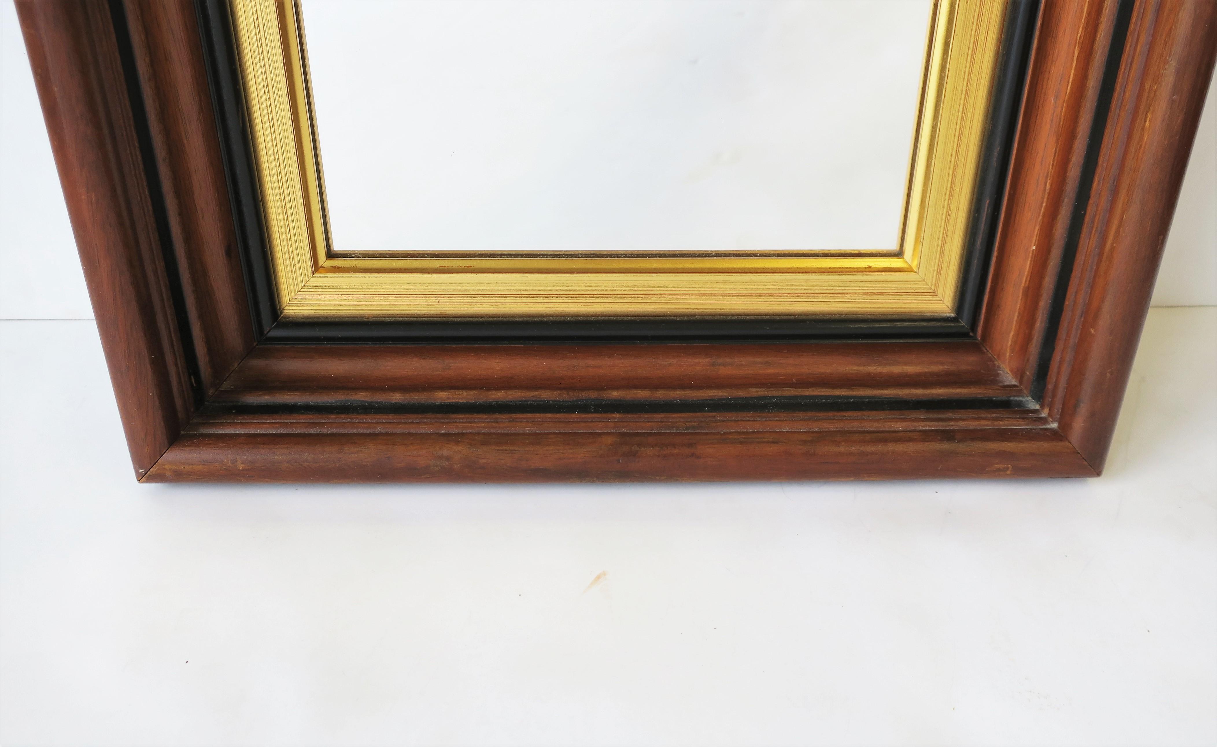 Brown Wood and Gold Giltwood Framed Wall or Vanity Mirror 3