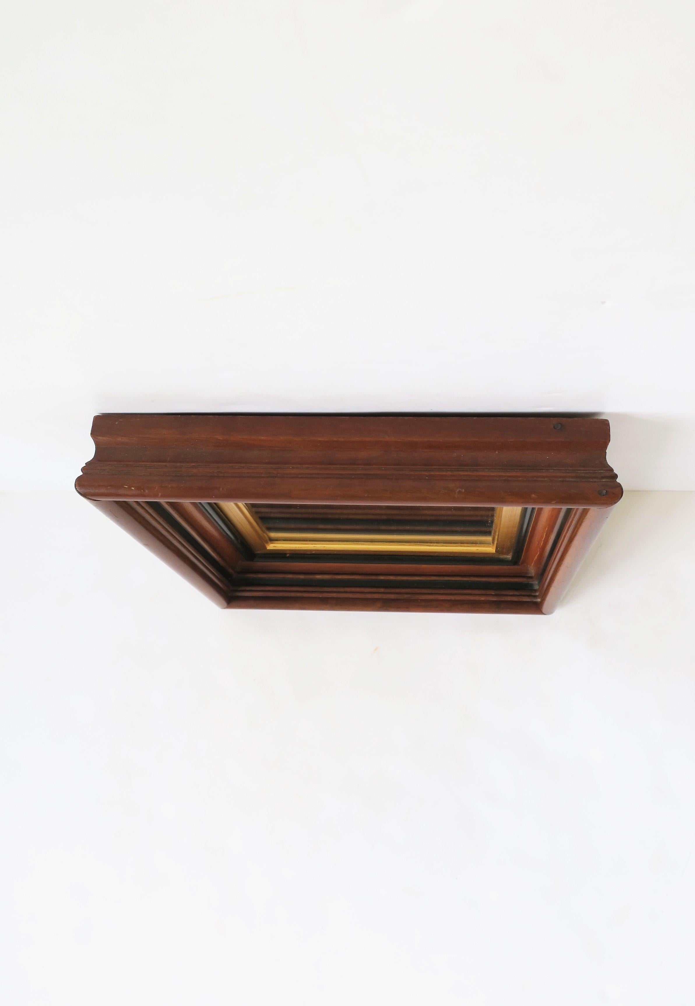 Brown Wood and Gold Giltwood Framed Wall or Vanity Mirror 5
