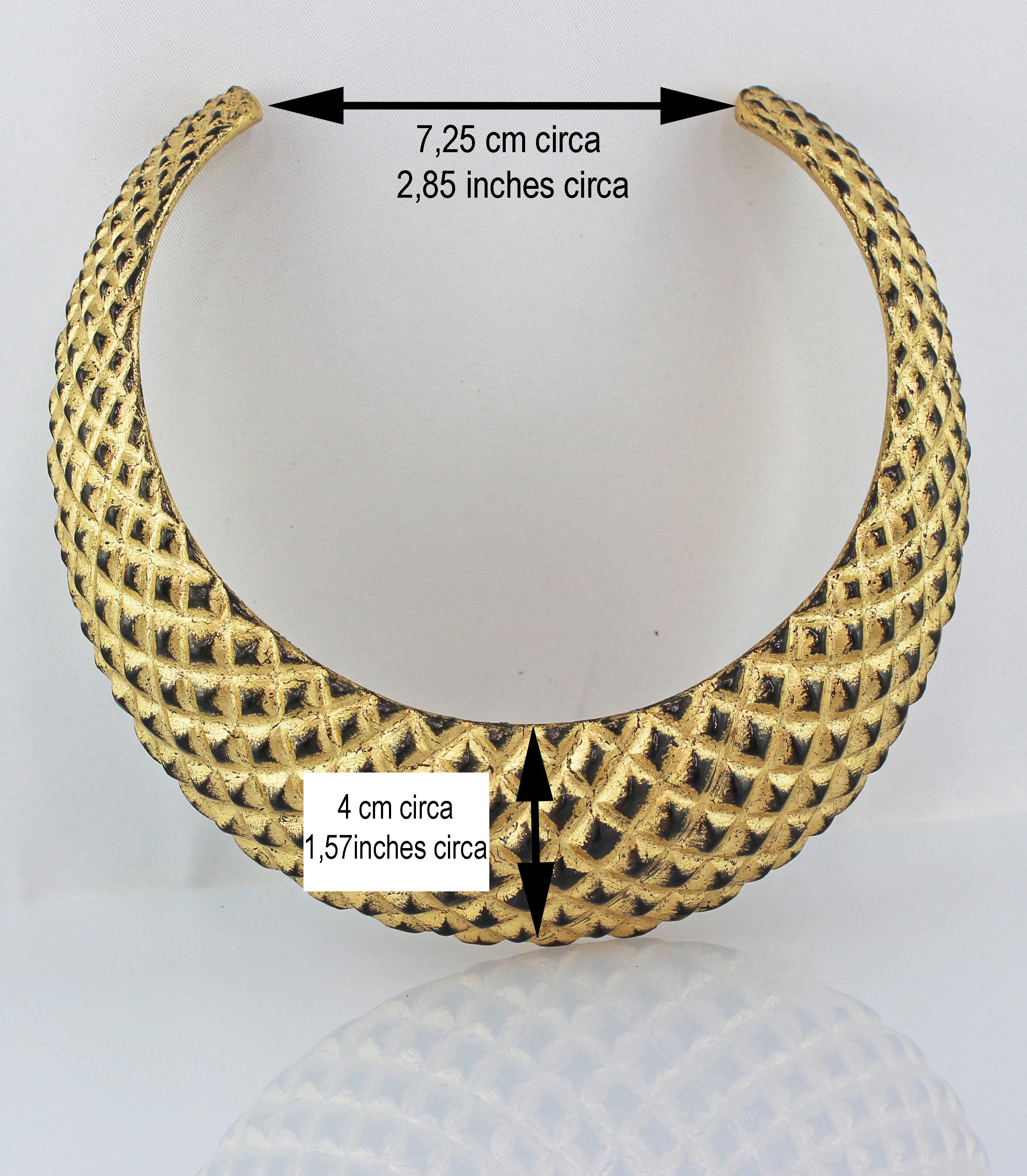 Wood and Gold Leaf Cuff Bracelet Choker Necklace Parure Set For Sale 4