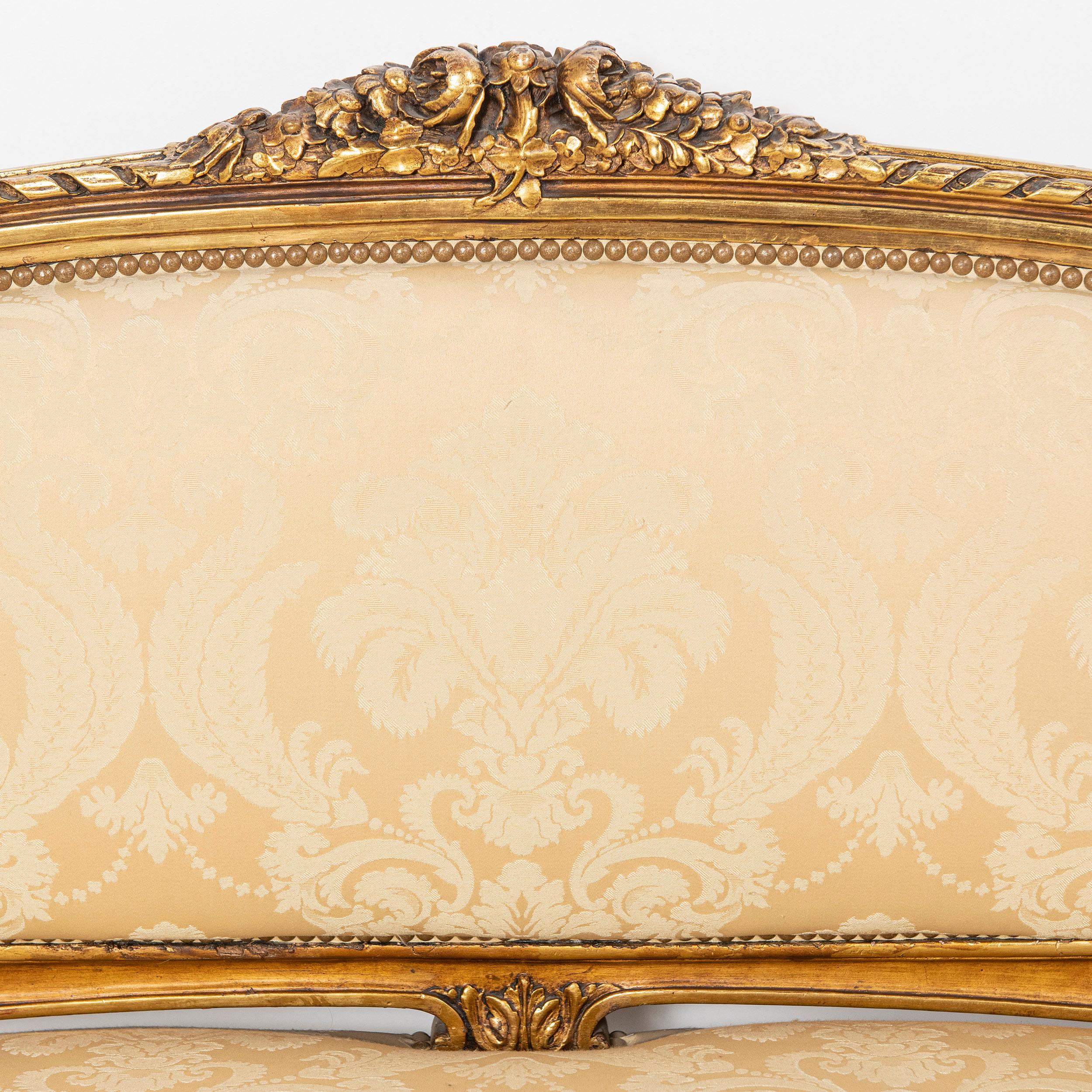Dreiteilige Suite aus Holz und Blattgold, Frankreich, spätes 19. Jahrhundert im Angebot 6