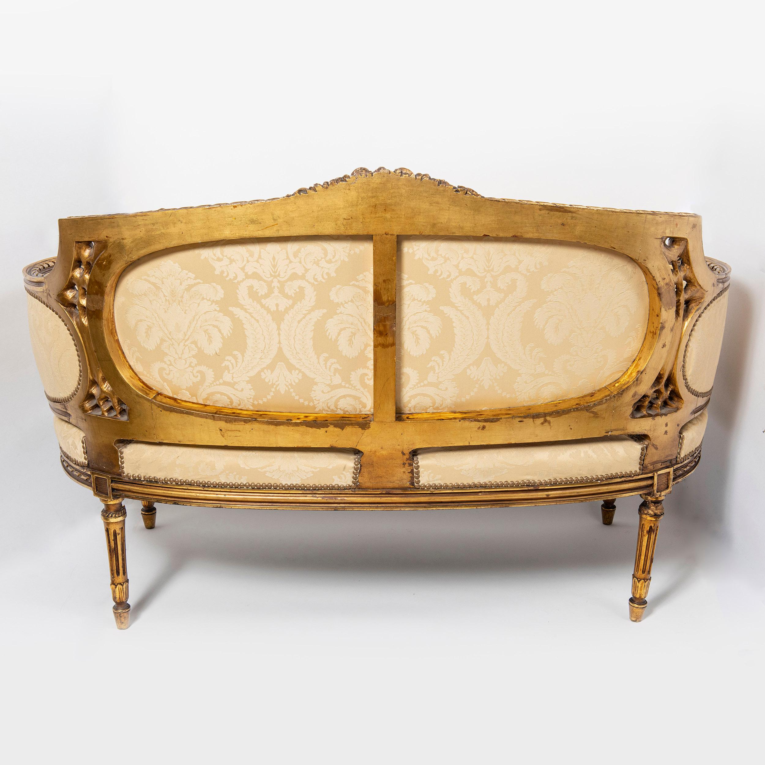 Wood and Gold Leaf Three Piece Suite, France, Late 19th Century For Sale 9