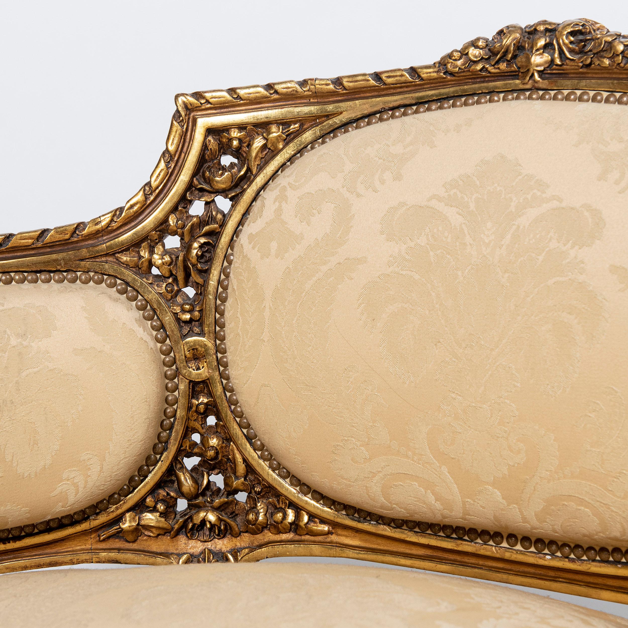 Wood and Gold Leaf Three Piece Suite, France, Late 19th Century For Sale 1