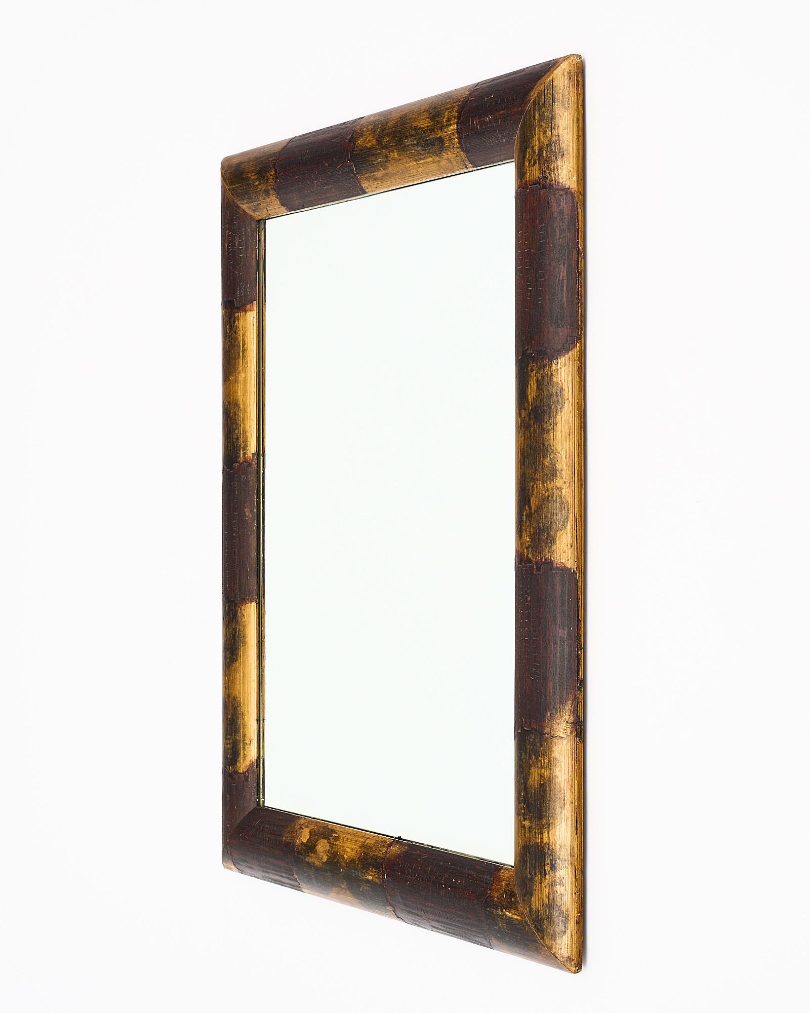 Mid-Century Modern Wood and Gold Leaf Vintage Mirror For Sale