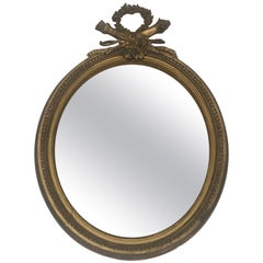 Ovaler Spiegel aus Holz und goldenem Stuck im Louis-XVI-Stil:: Französisch:: 19