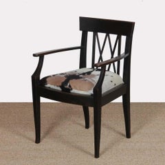 Wood and hide bridge chair, early 20th century
