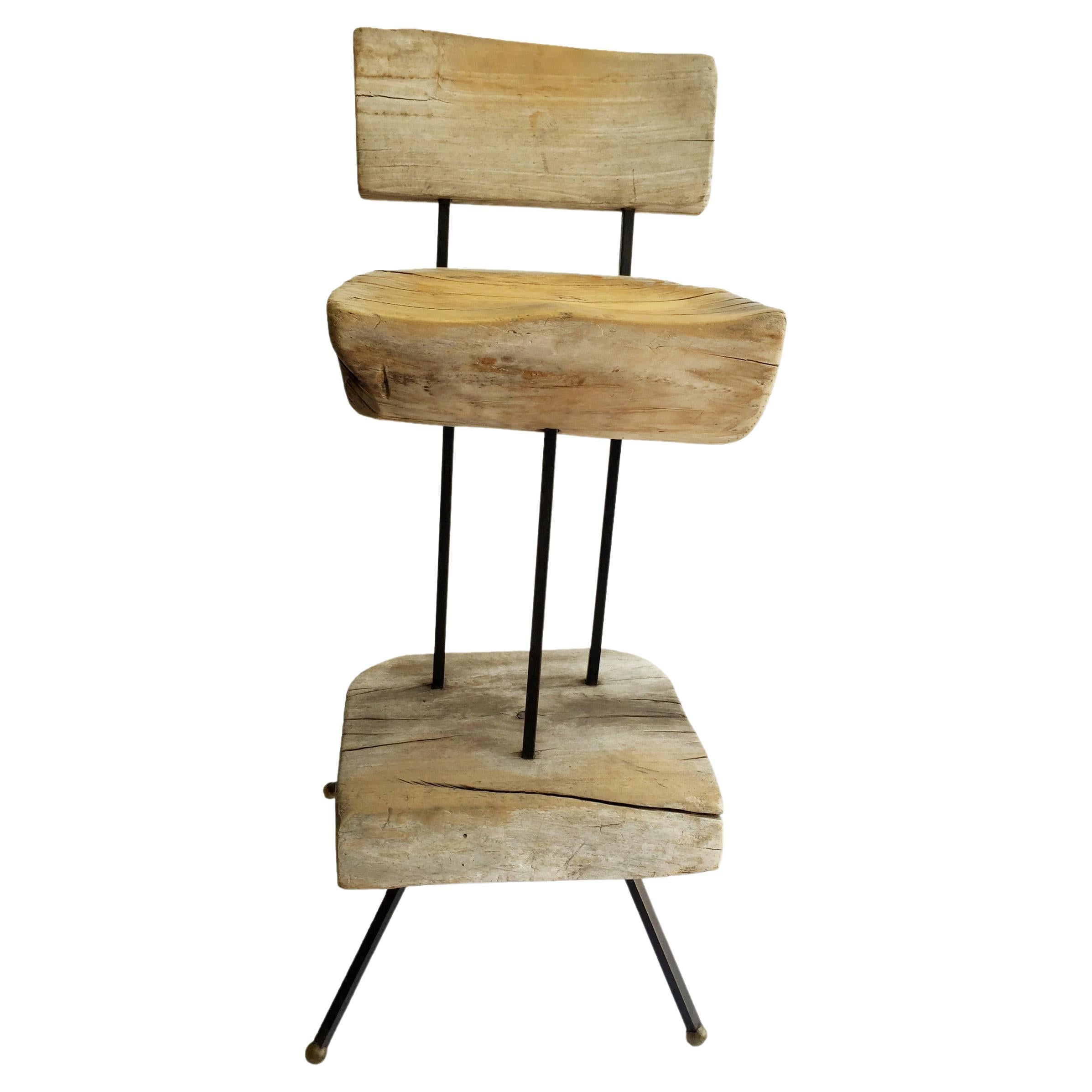 Wood and Iron Bar Stool by Sabena 1950s For Sale