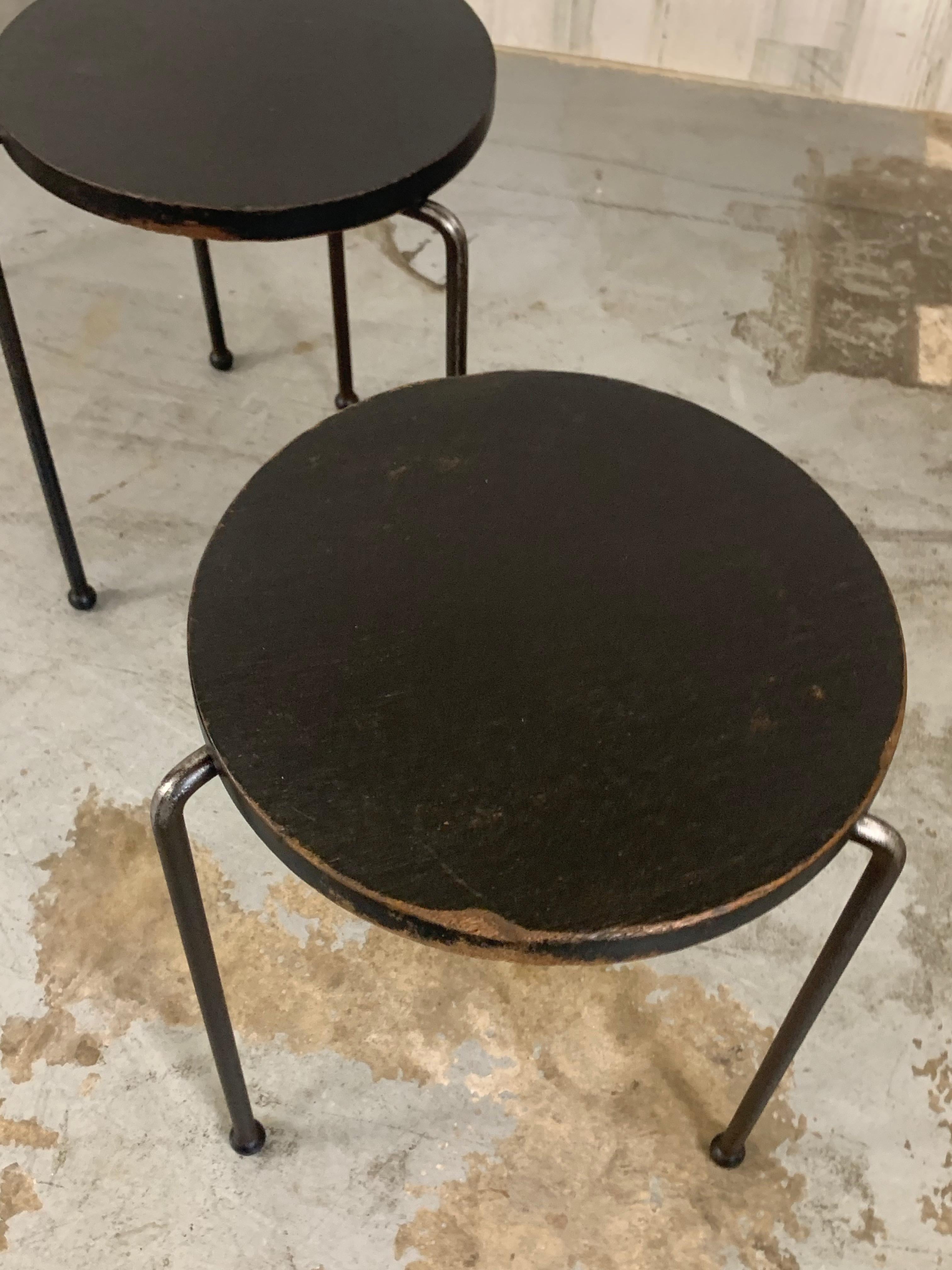 Wood and Iron Stacking Tables / stools  For Sale 6