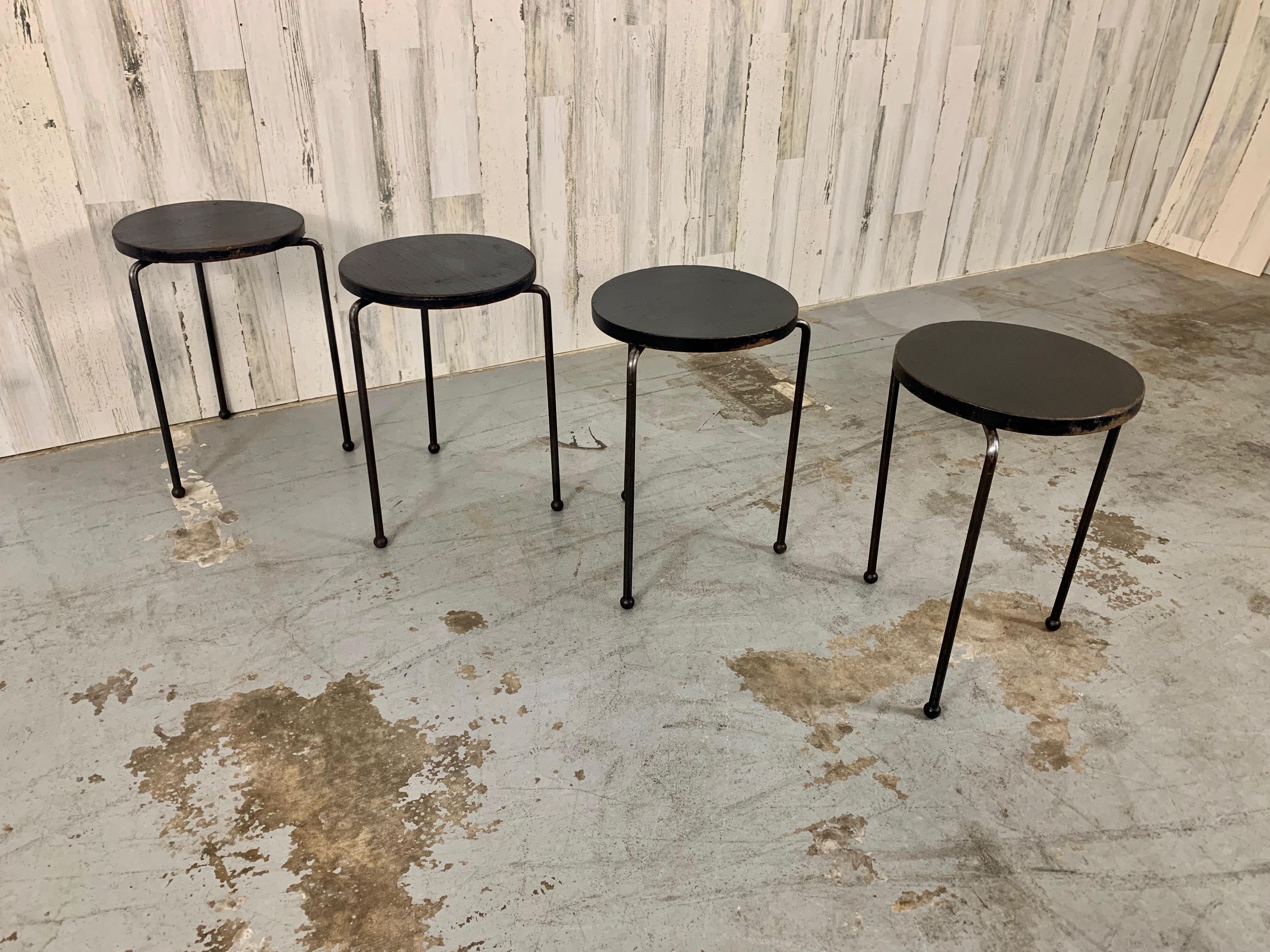 Wood and Iron Stacking Tables / stools  For Sale 7