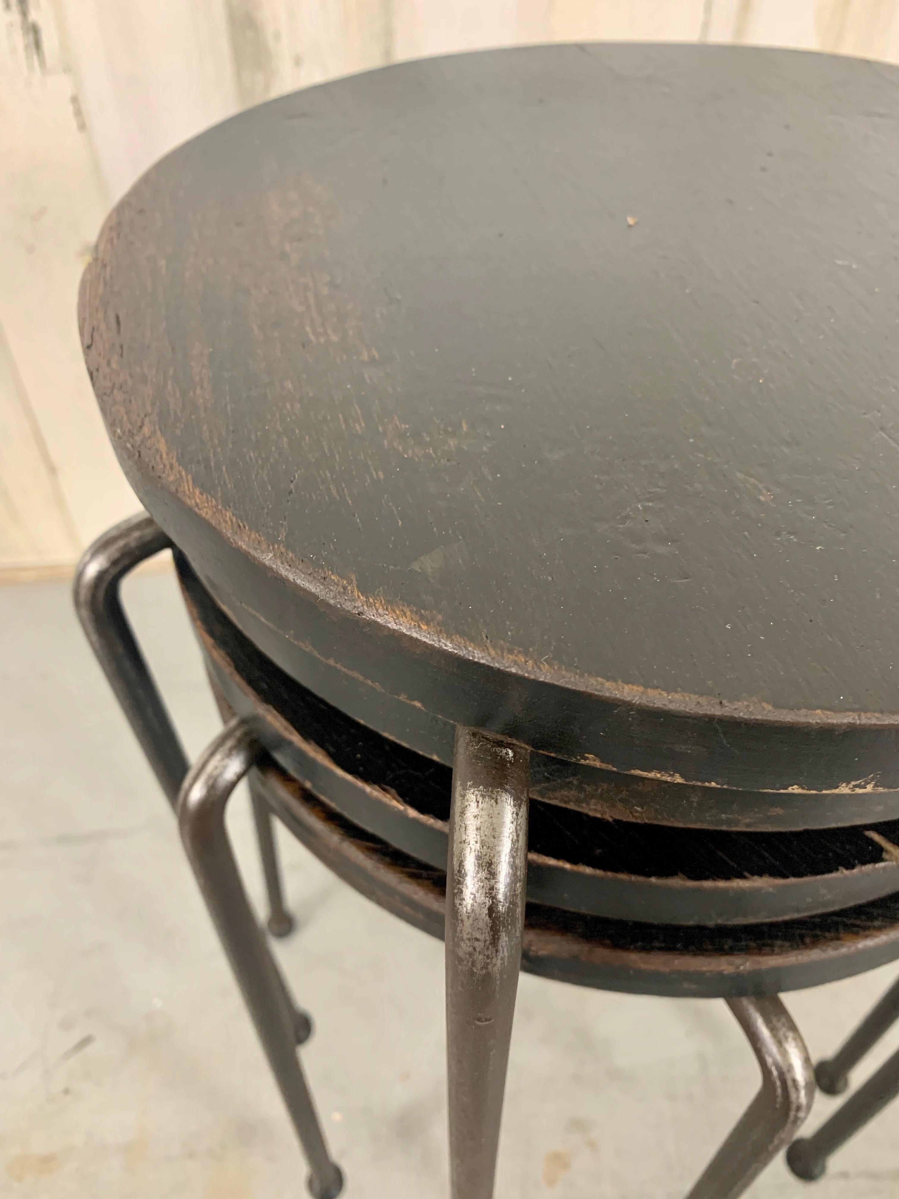 20th Century Wood and Iron Stacking Tables / stools  For Sale