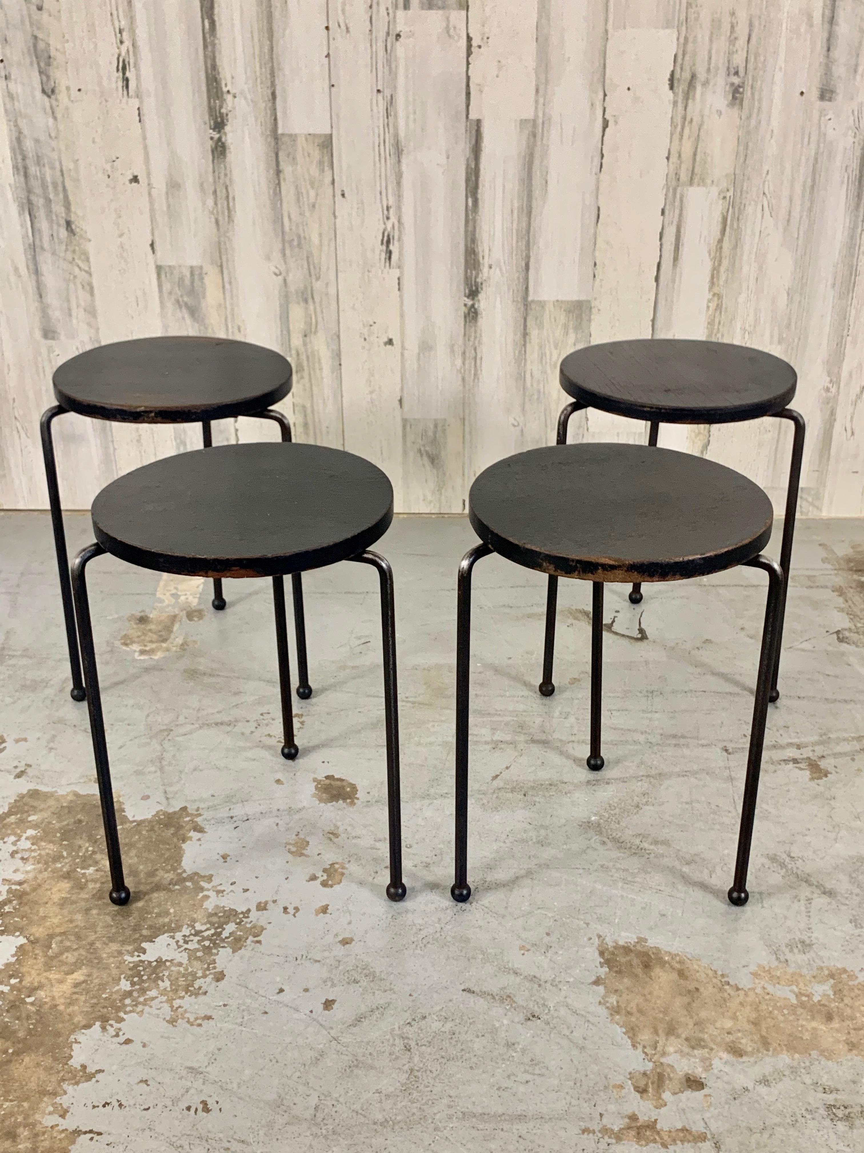 Wood and Iron Stacking Tables / stools  For Sale 1