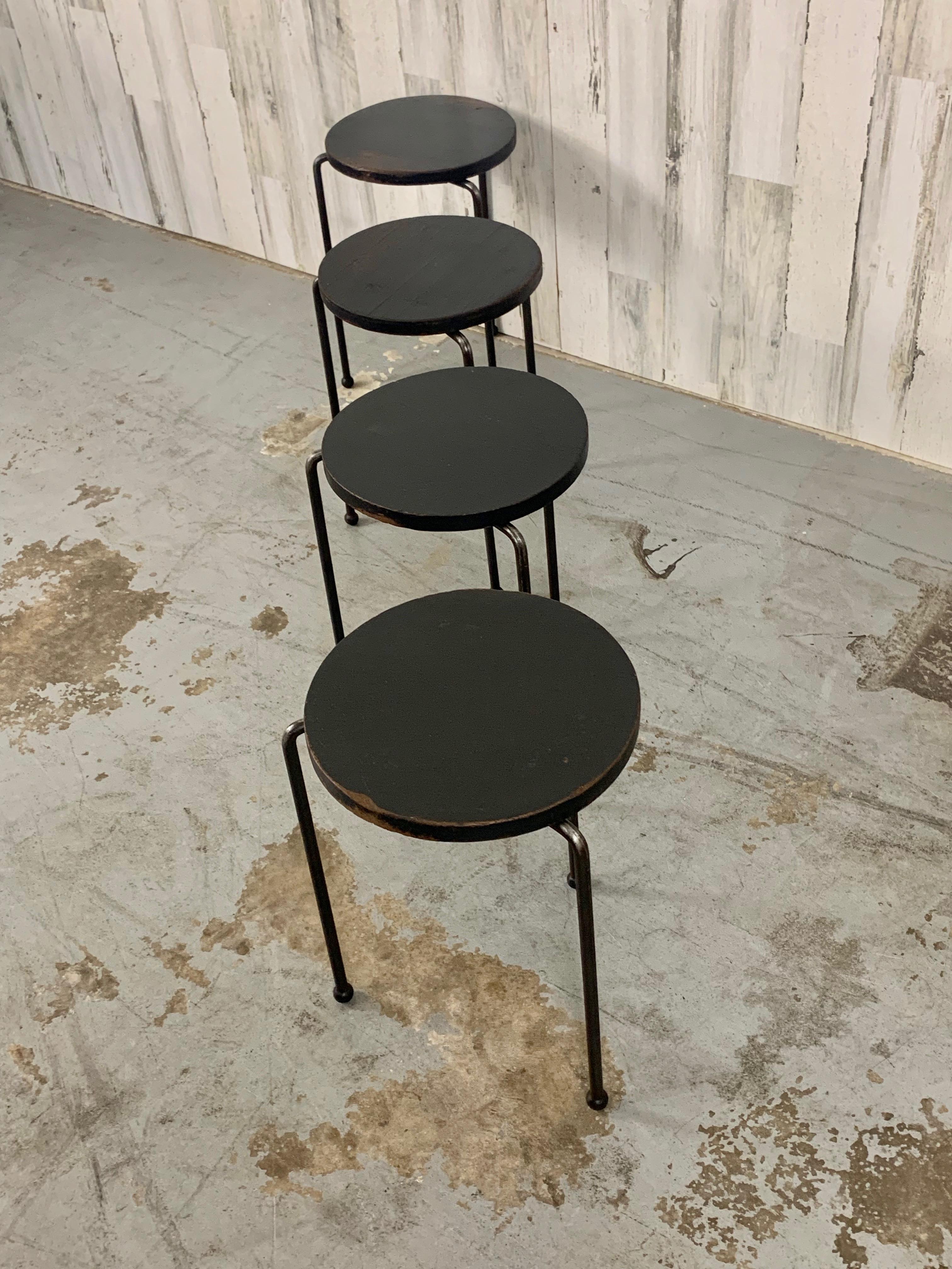 Wood and Iron Stacking Tables / stools  For Sale 2