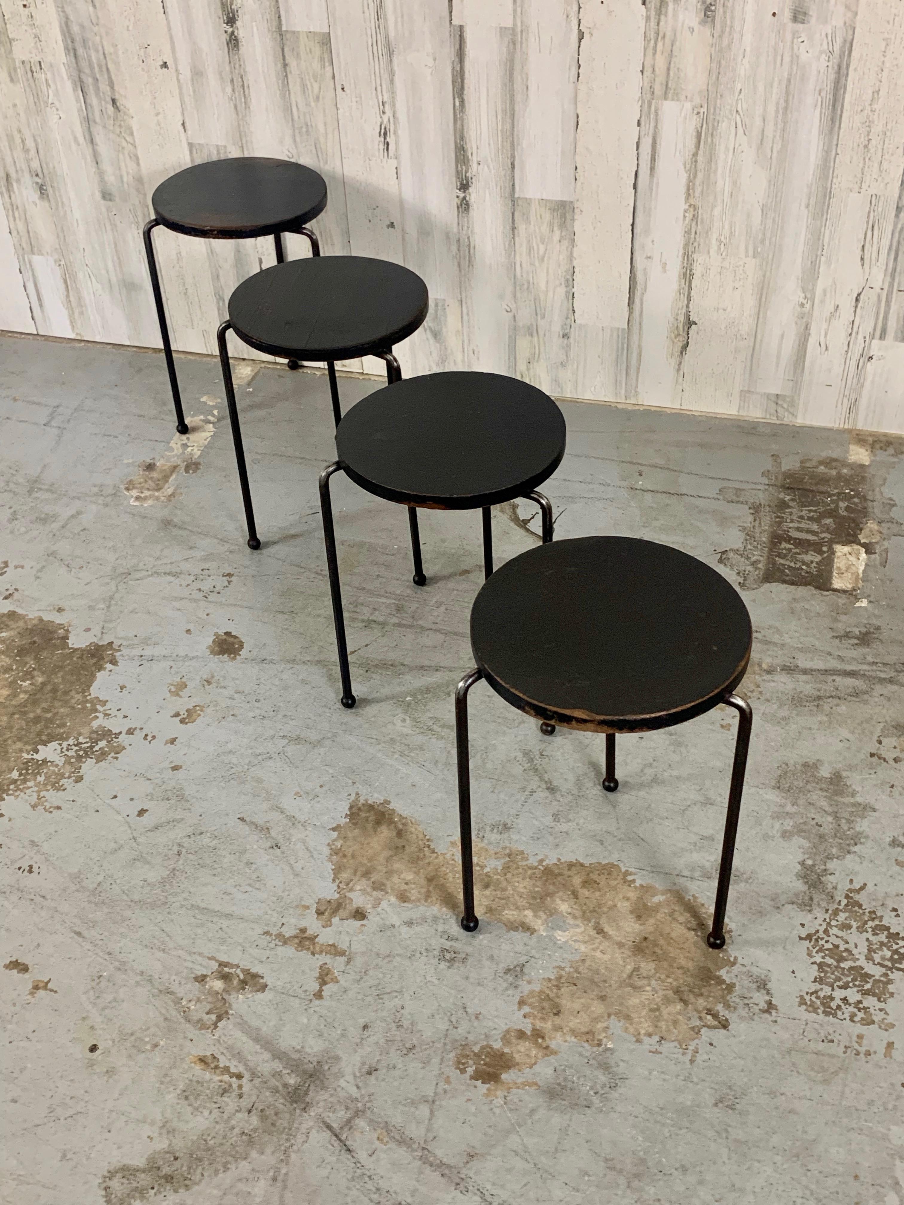 Wood and Iron Stacking Tables / stools  For Sale 3