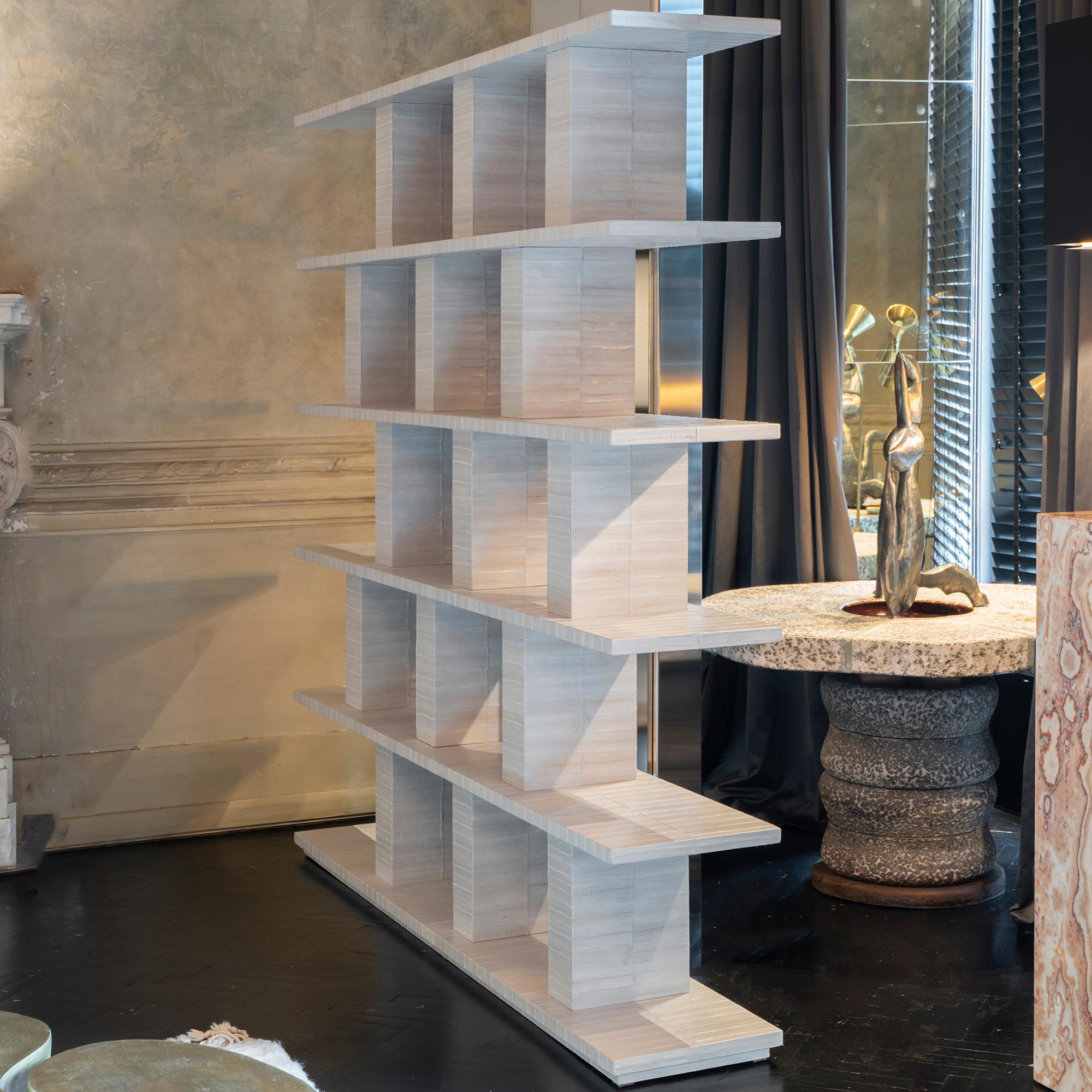 Wood and Ivory Eel Skin Flair Edition Contemporary Bookcase, Italy 2019 In New Condition In Firenze, IT