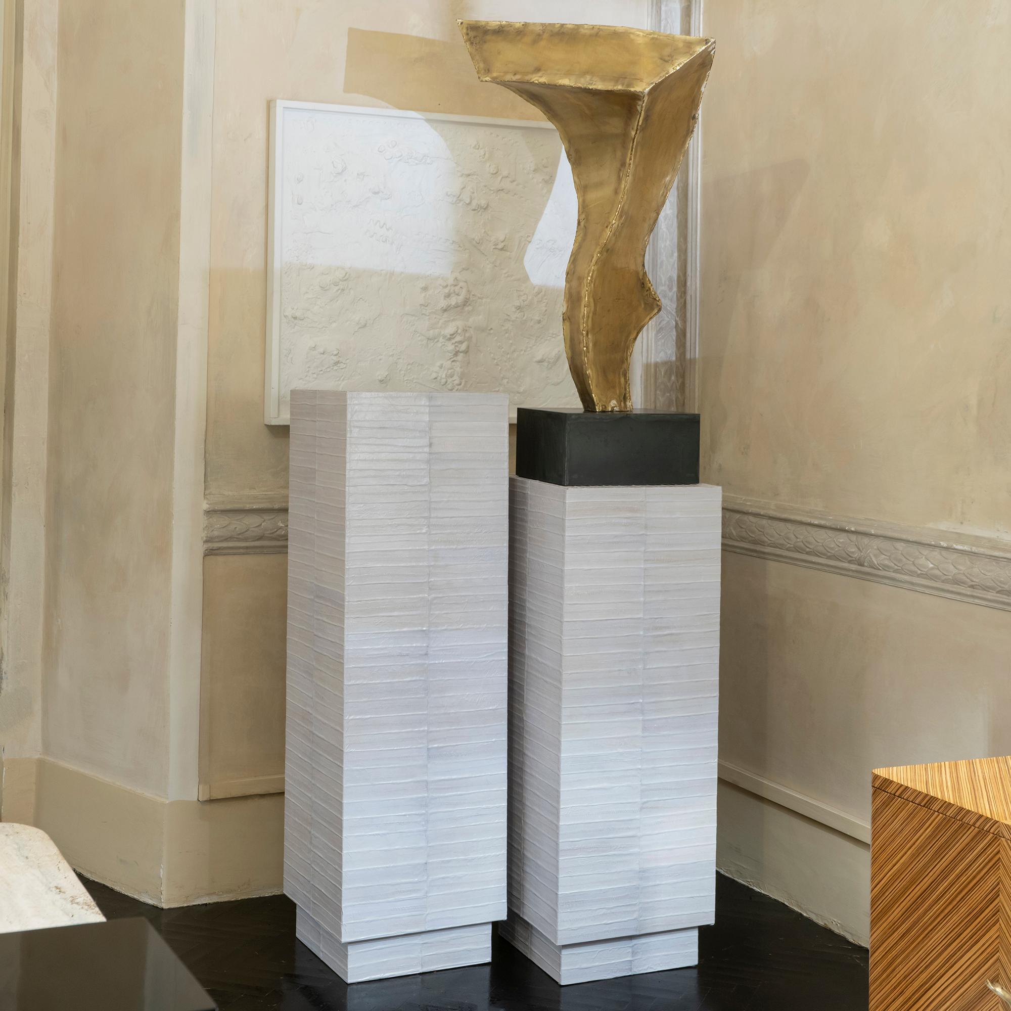 Wood and Ivory Eel Skin Flair Edition Contemporary Pedestal, Italy 2019 5