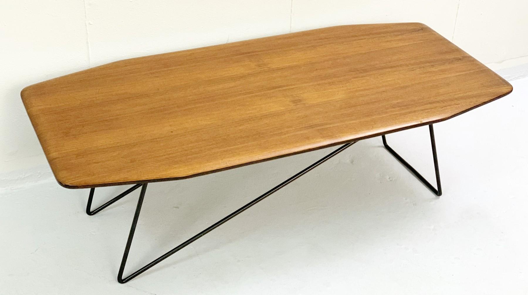 Mid-Century Modern Wood and Lacquered Metal Italian Coffee Table