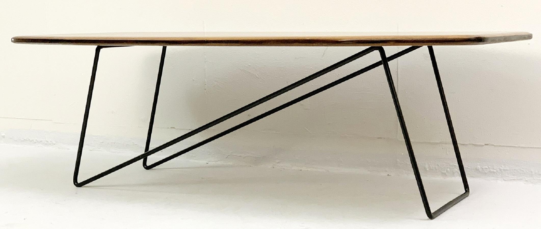 European Wood and Lacquered Metal Italian Coffee Table