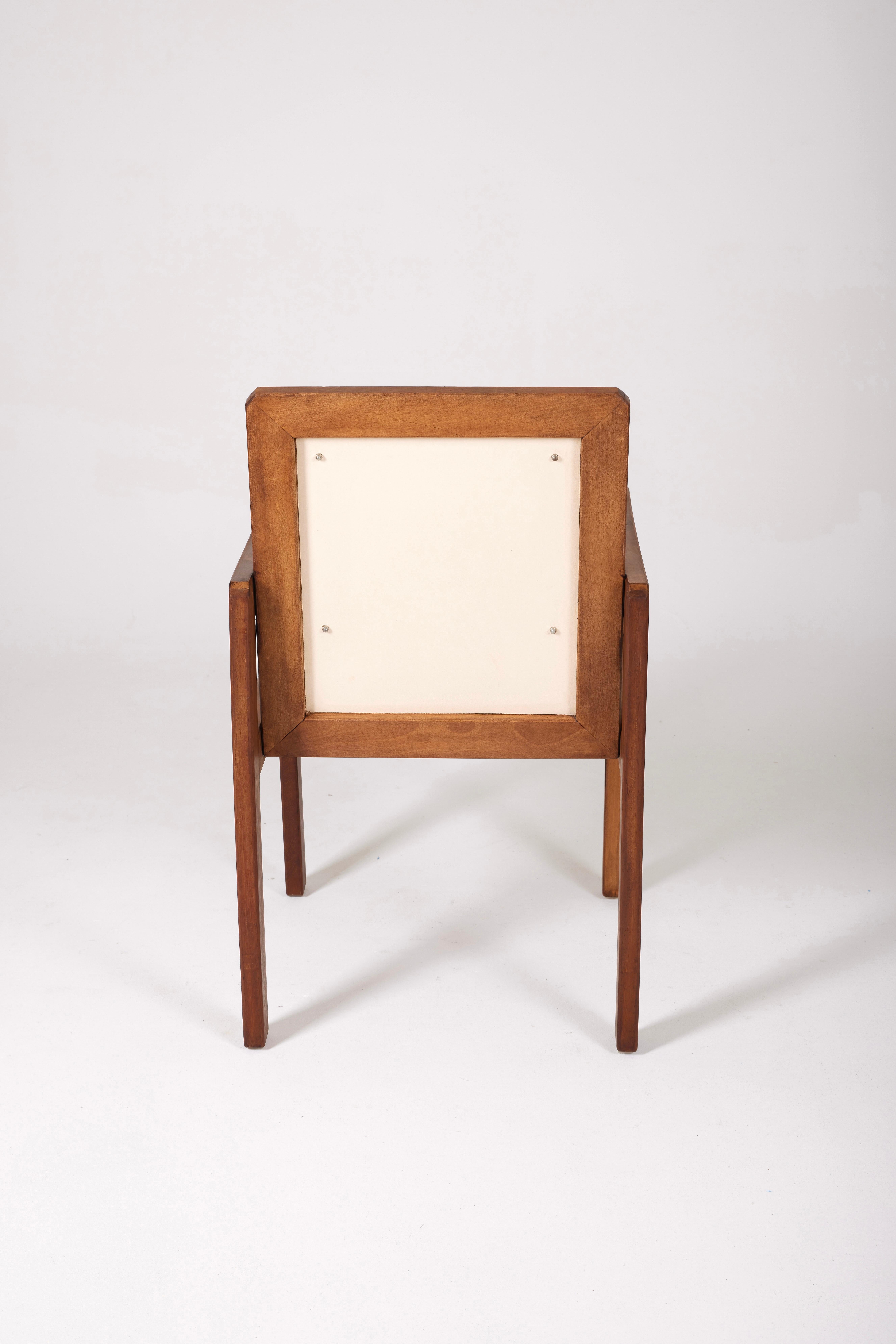 Wood and leather armchair by the french designer André Sornay For Sale 1
