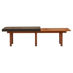 Wood and Leather Bench Attributed to Stildomus