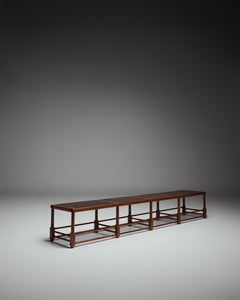 Wood and Leather Bench - Cadre Bench by Marcela Cure
