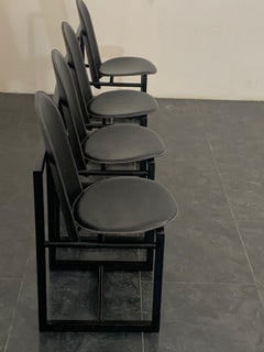 Sillas de madera y cuero de Annig Sarian para Tisettanta, set de 4