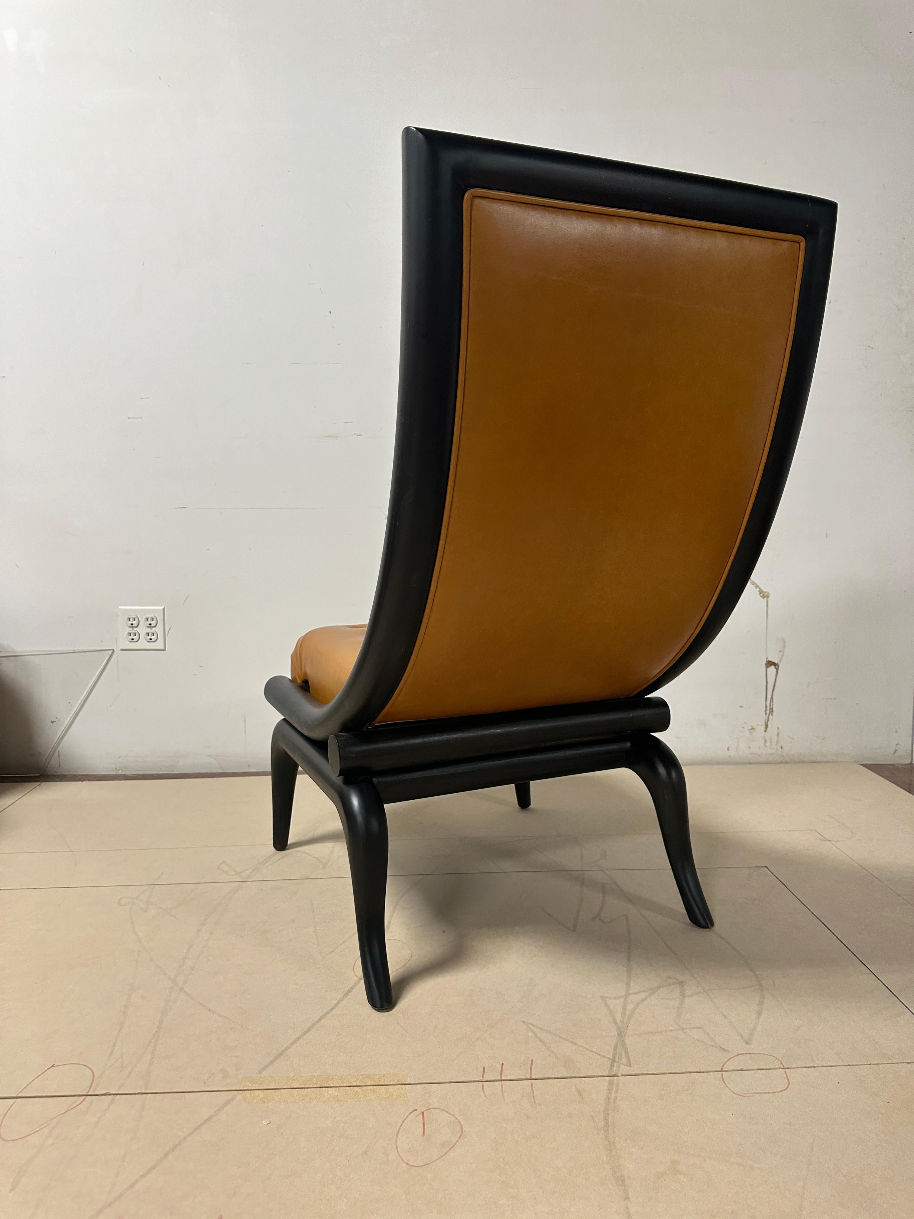 Woodwork Wood and Leather Lounge Chair Designed by Juan Montoya For Sale