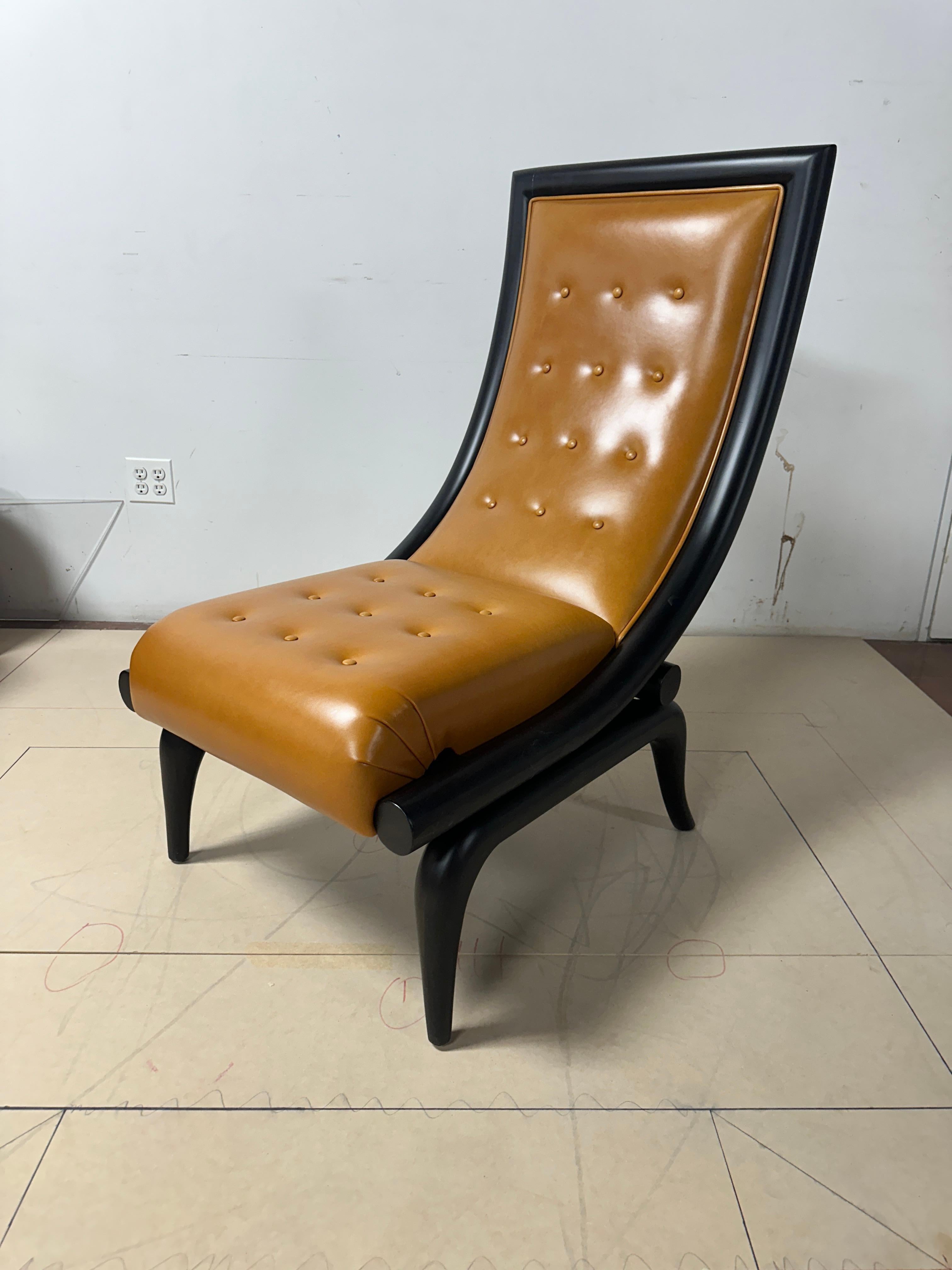 Wood and Leather Lounge Chair Designed by Juan Montoya For Sale 1