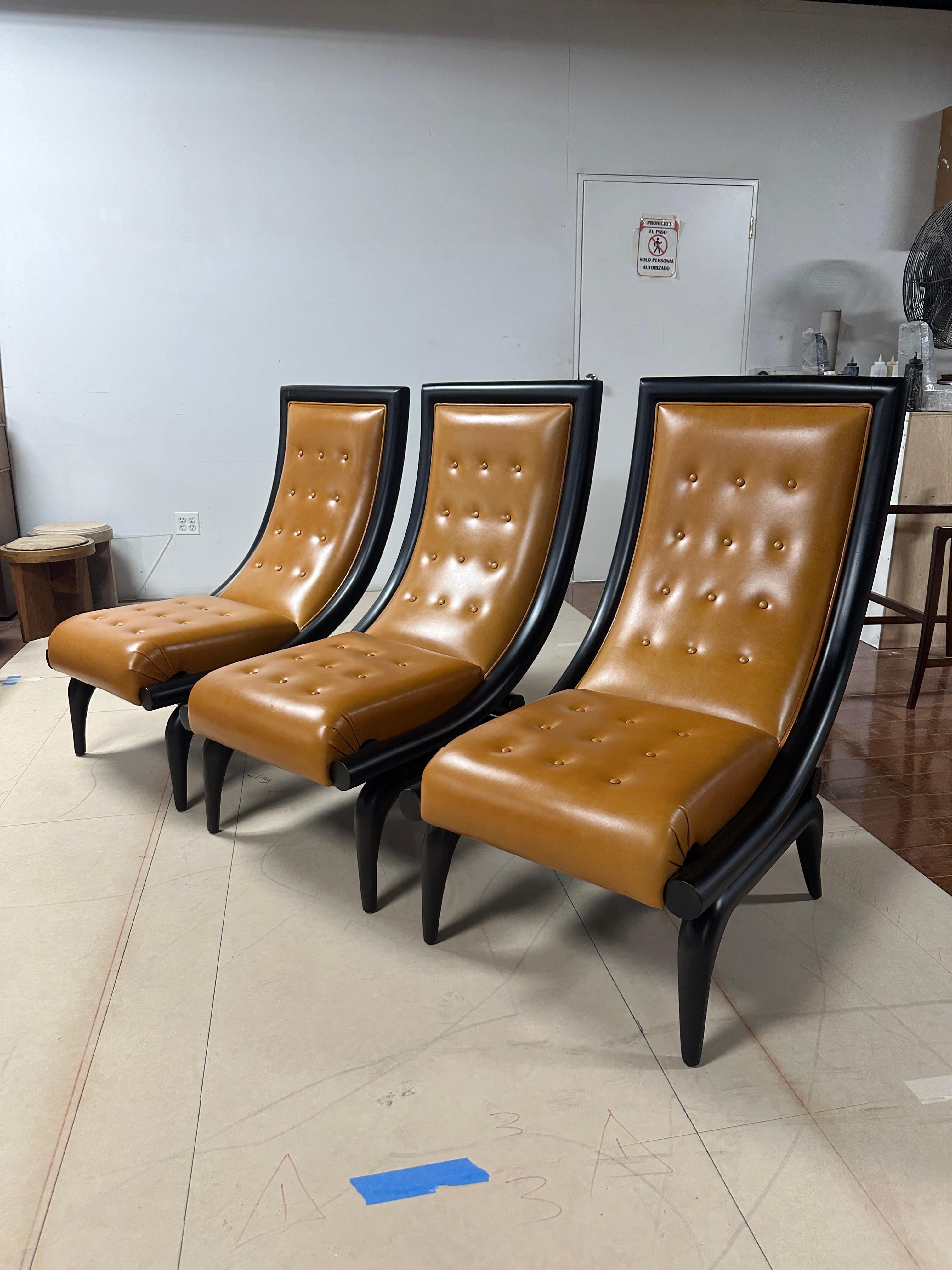 Wood and Leather Lounge Chair Designed by Juan Montoya For Sale 2