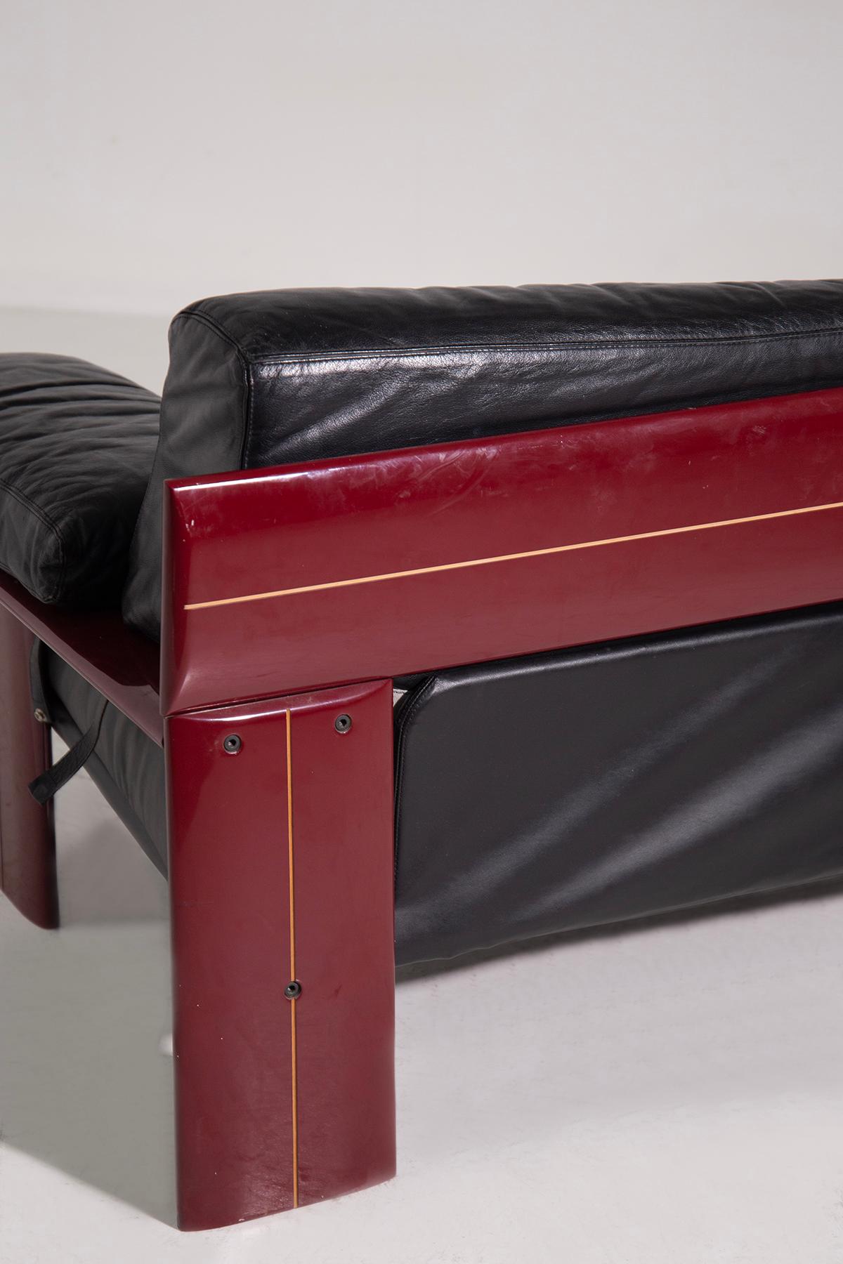 Late 20th Century Wood and Leather Rare Sormani Sofa in vendita