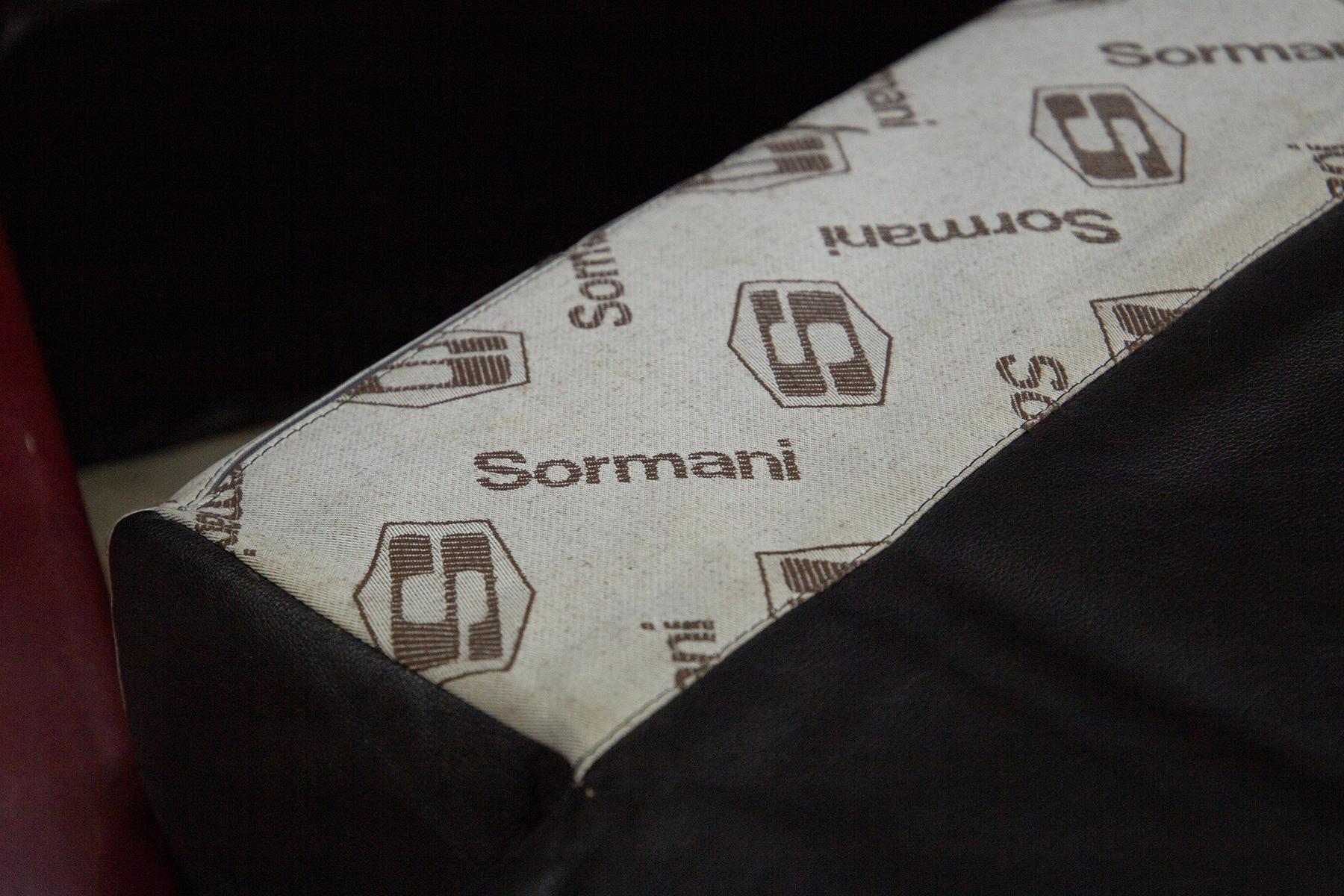 Pelle Wood and Leather Rare Sormani Sofa in vendita