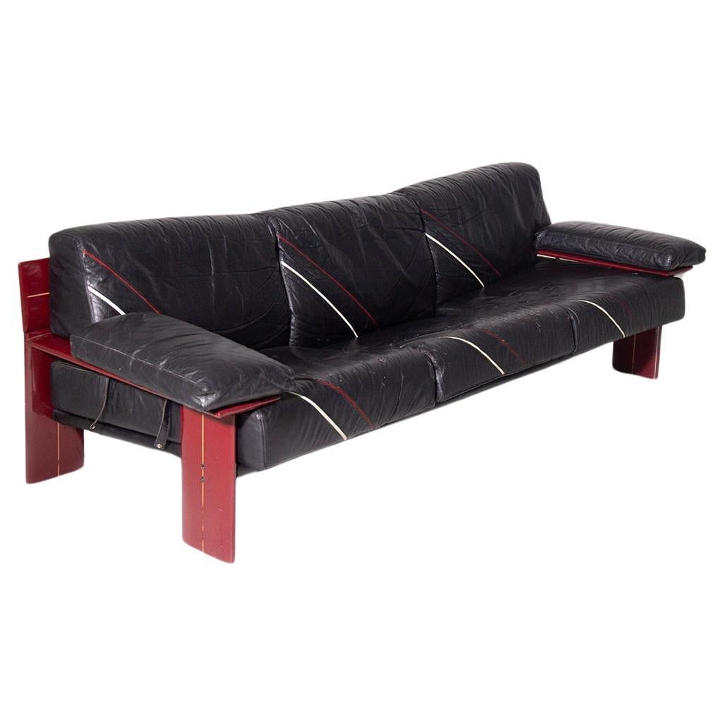 Wood and Leather Rare Sormani Sofa