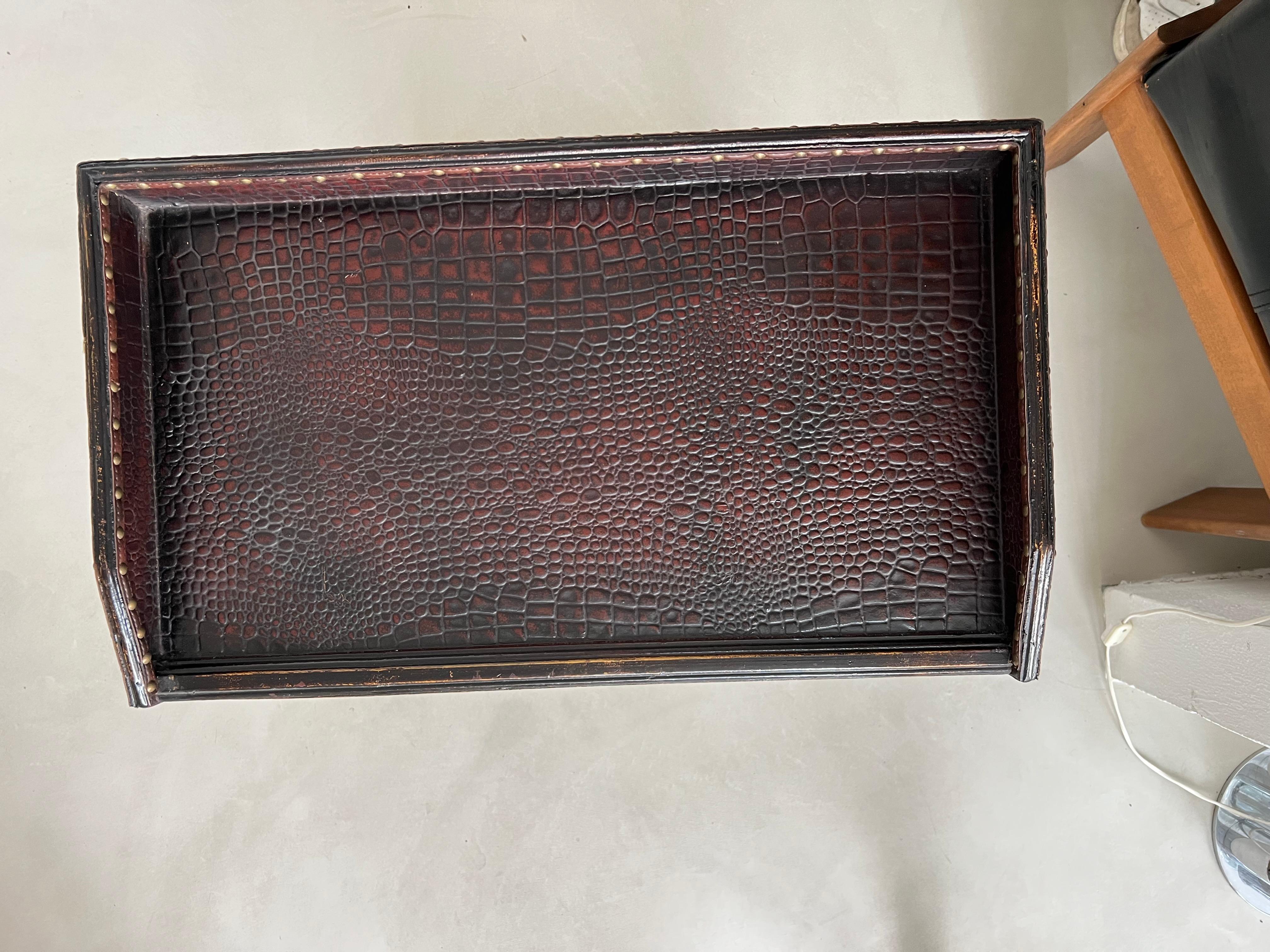 holz und leder serviert tablett, cocktail bar, vintage ecktisch im Angebot 10