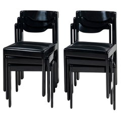 Ensemble de 6 chaises LP en bois et cuir conçues par Ricardo Blanco, Argentina, 1970.
