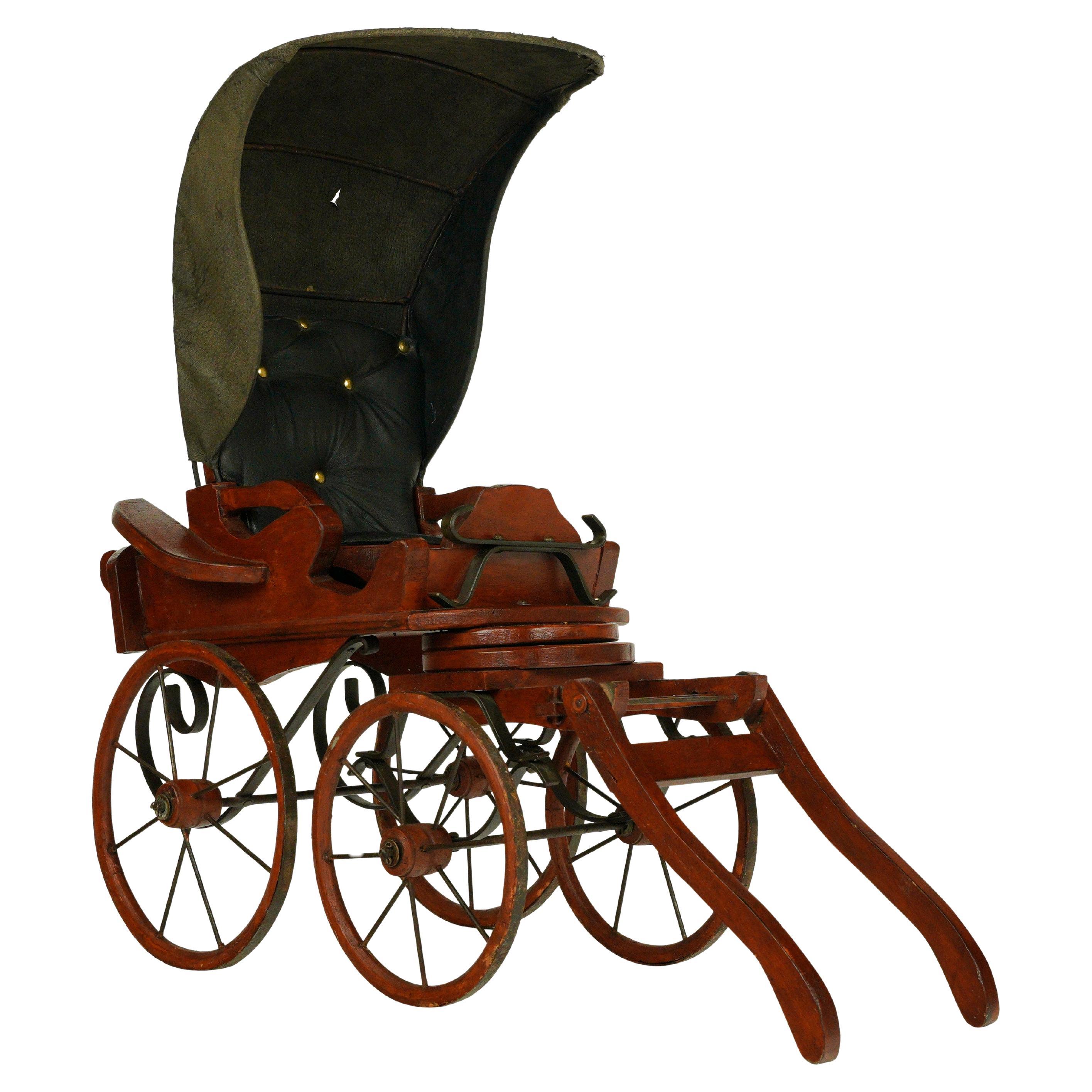 Wood and Leather Toy Stagecoach Carriage Buggy For Sale