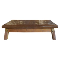 Antique Wood and Leather Vaulting Bench