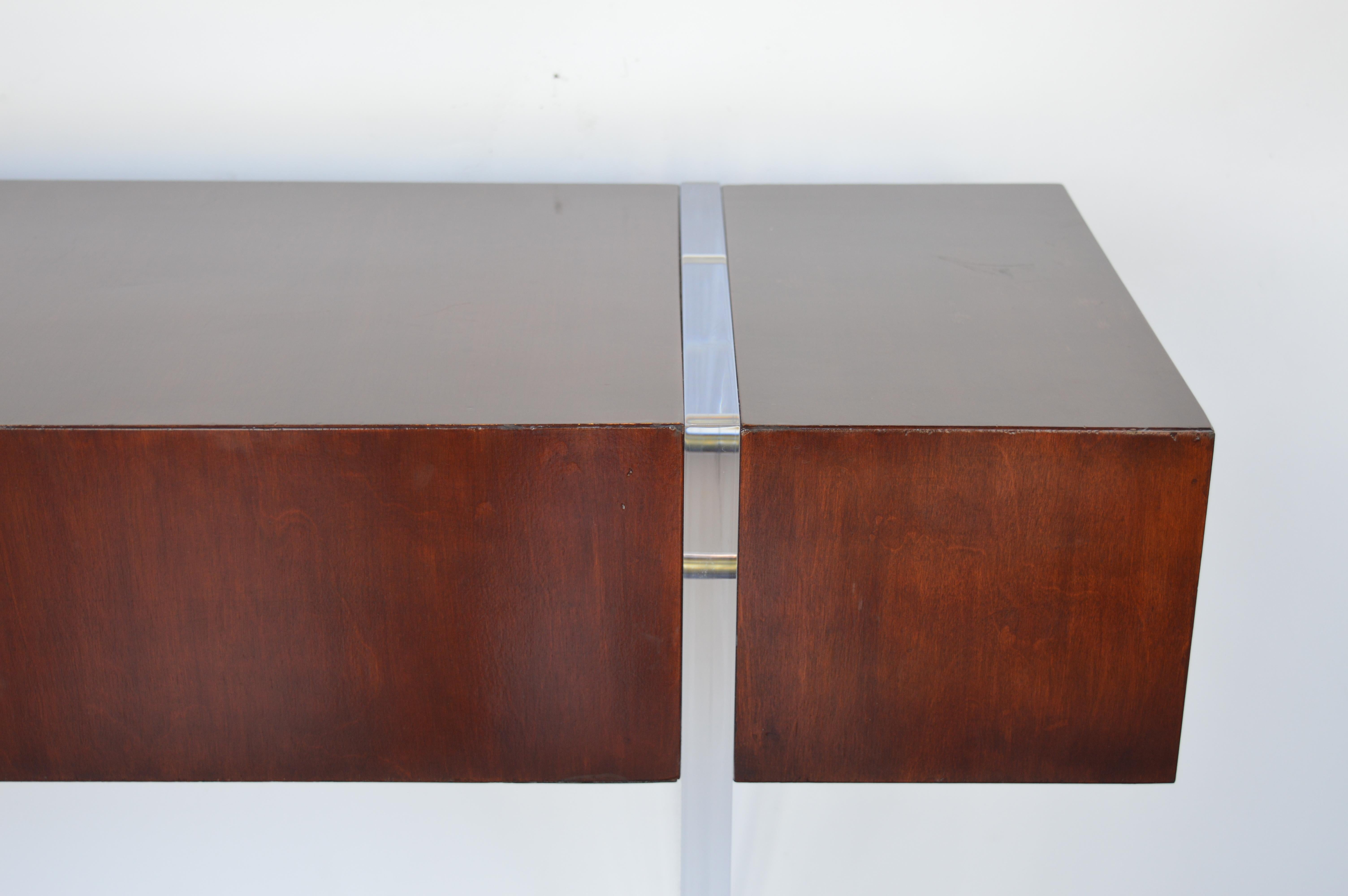 American Wood and Lucite Console