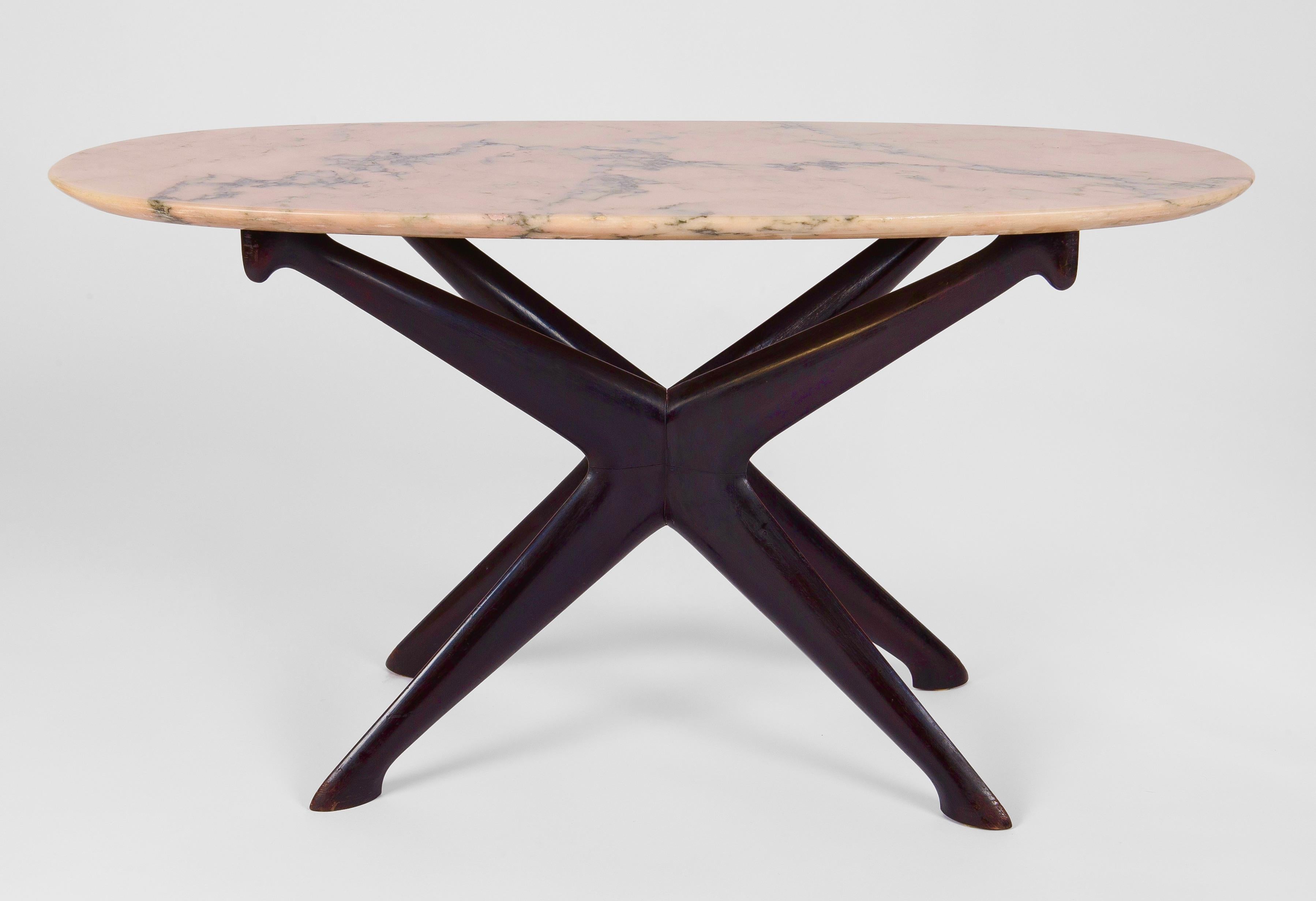 Italian Wood and Marble Coffee Table by Ico Parisi for Fratelli Rizzi, Italy, c.1950
