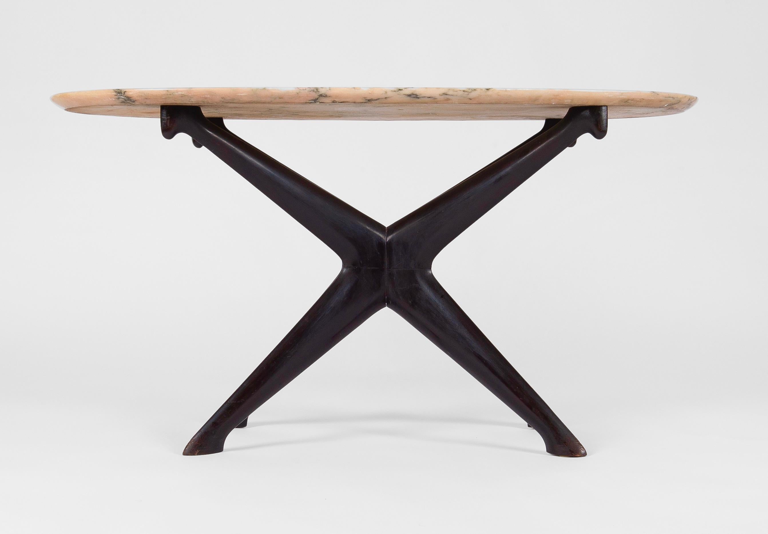 Mid-20th Century Wood and Marble Coffee Table by Ico Parisi for Fratelli Rizzi, Italy, c.1950