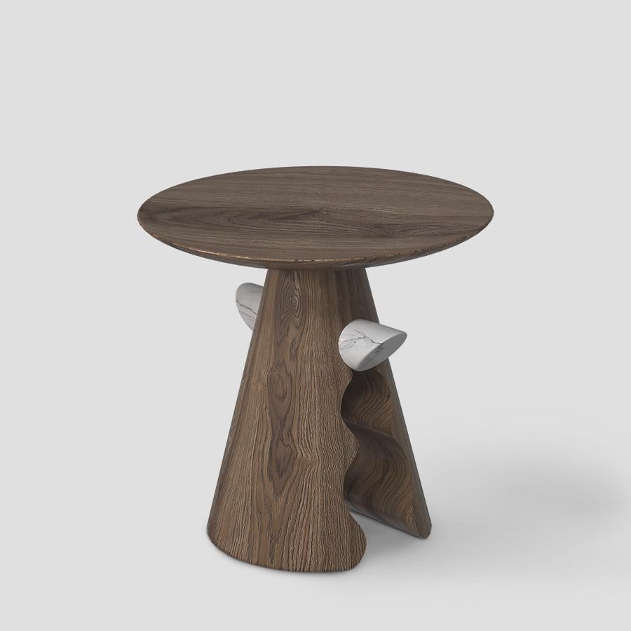 Mexicain Table d'appoint en bois et marbre Cracker en vente